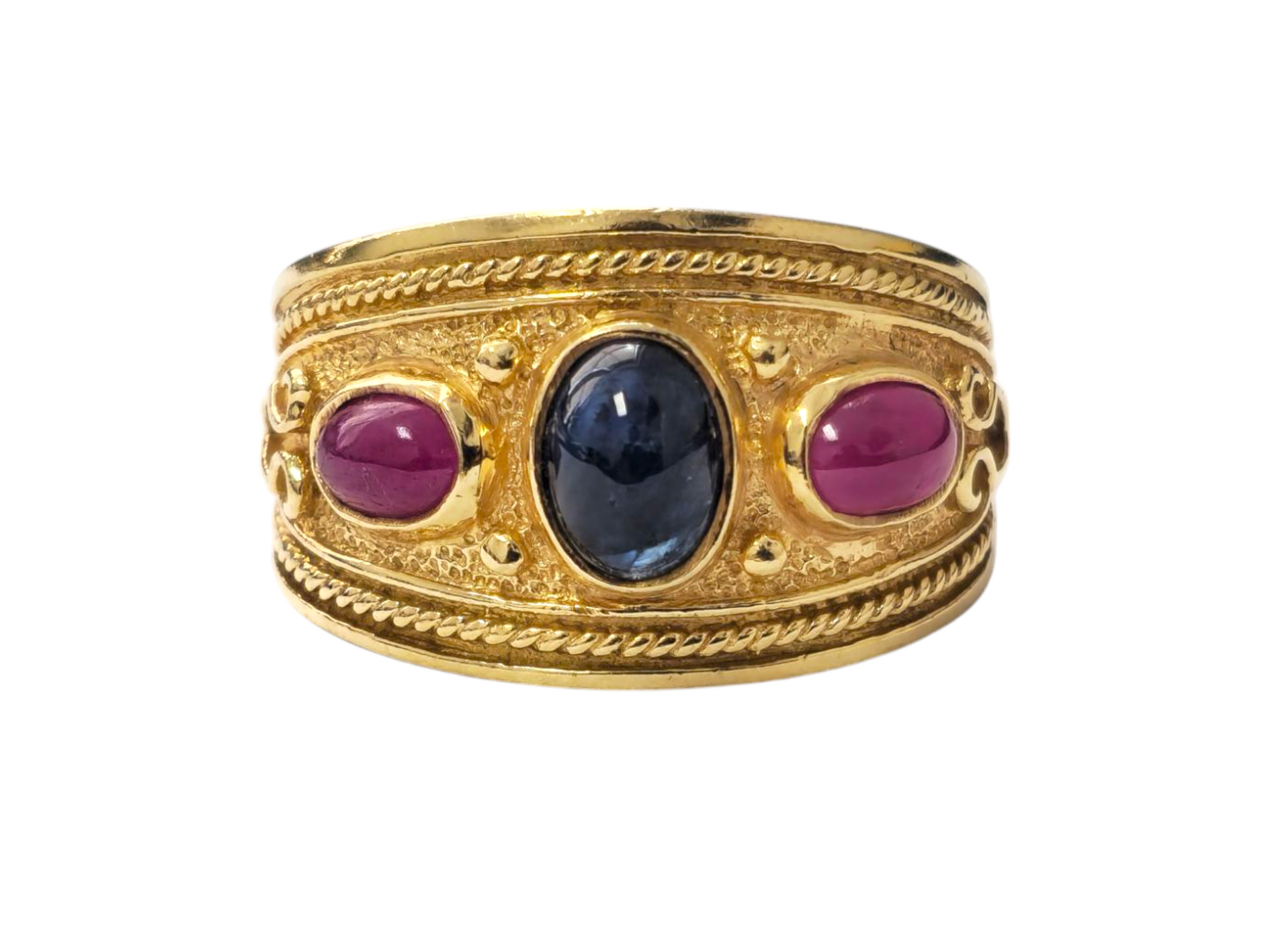 Antique 14k Gold Ruby and Blue Sapphire Band