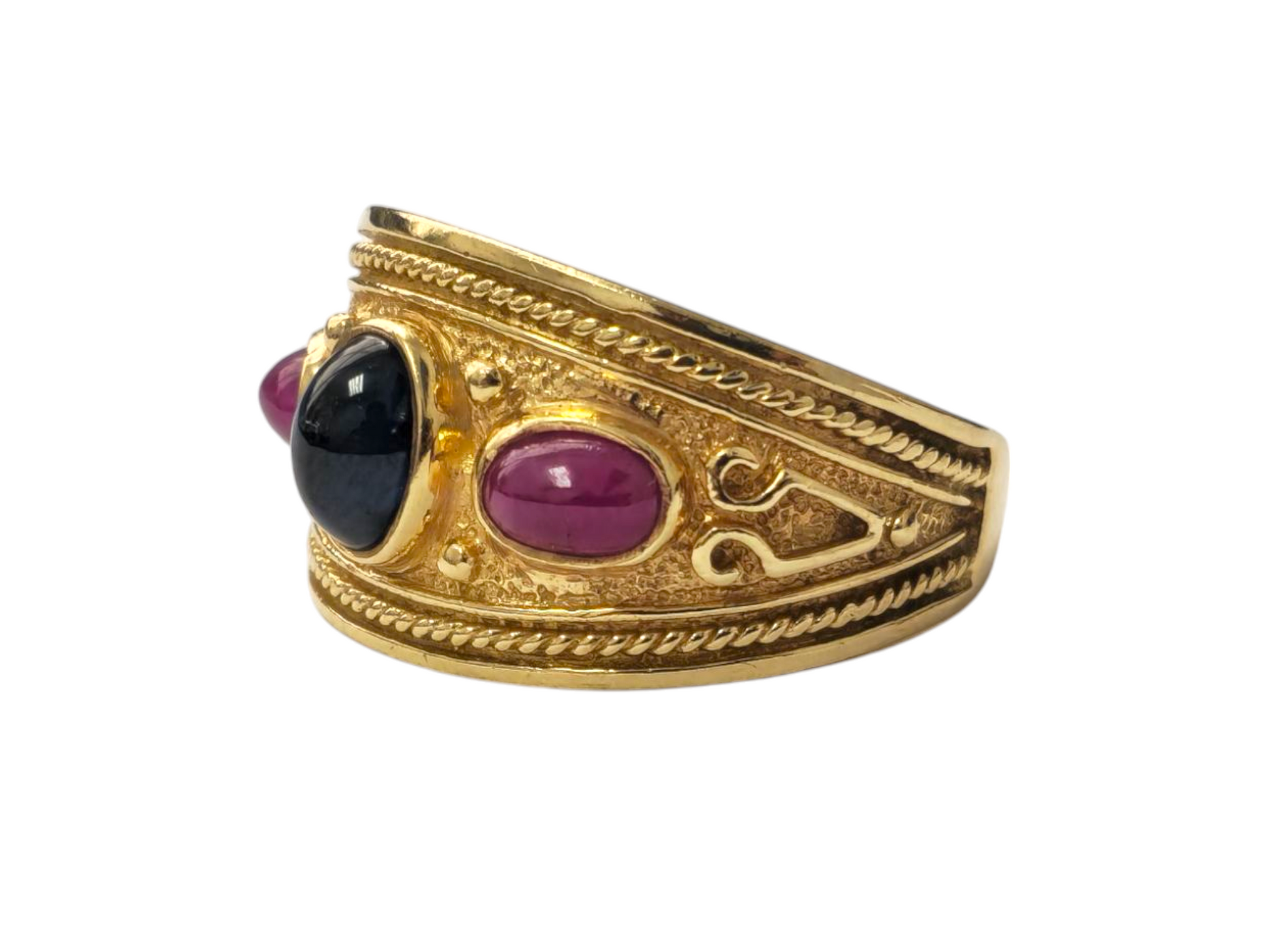 Antique 14k Gold Ruby and Blue Sapphire Band