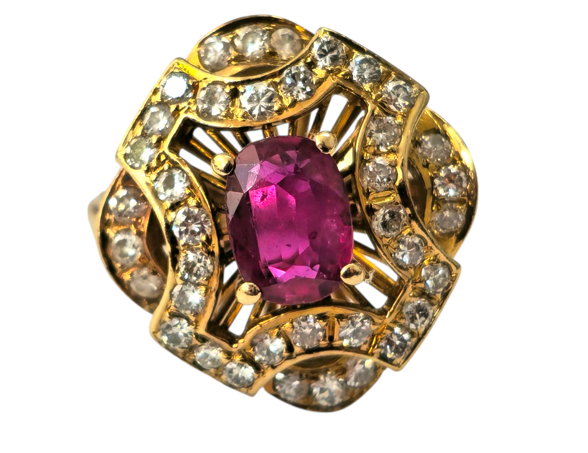 Victorian Era Ruby and Diamond Ring in 18k Gold
