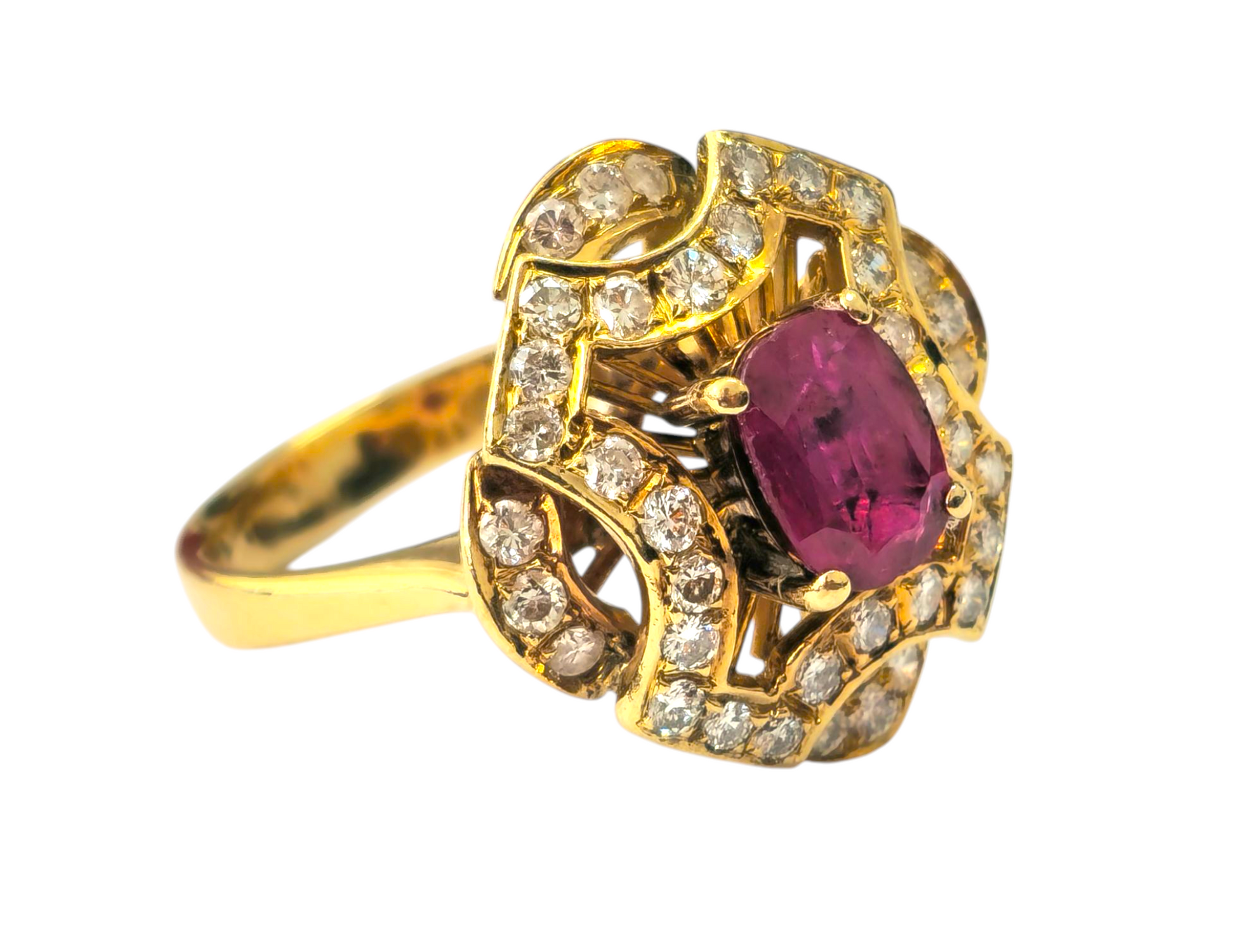 Victorian Era Ruby and Diamond Ring in 18k Gold