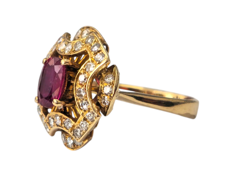 Victorian Era Ruby and Diamond Ring in 18k Gold