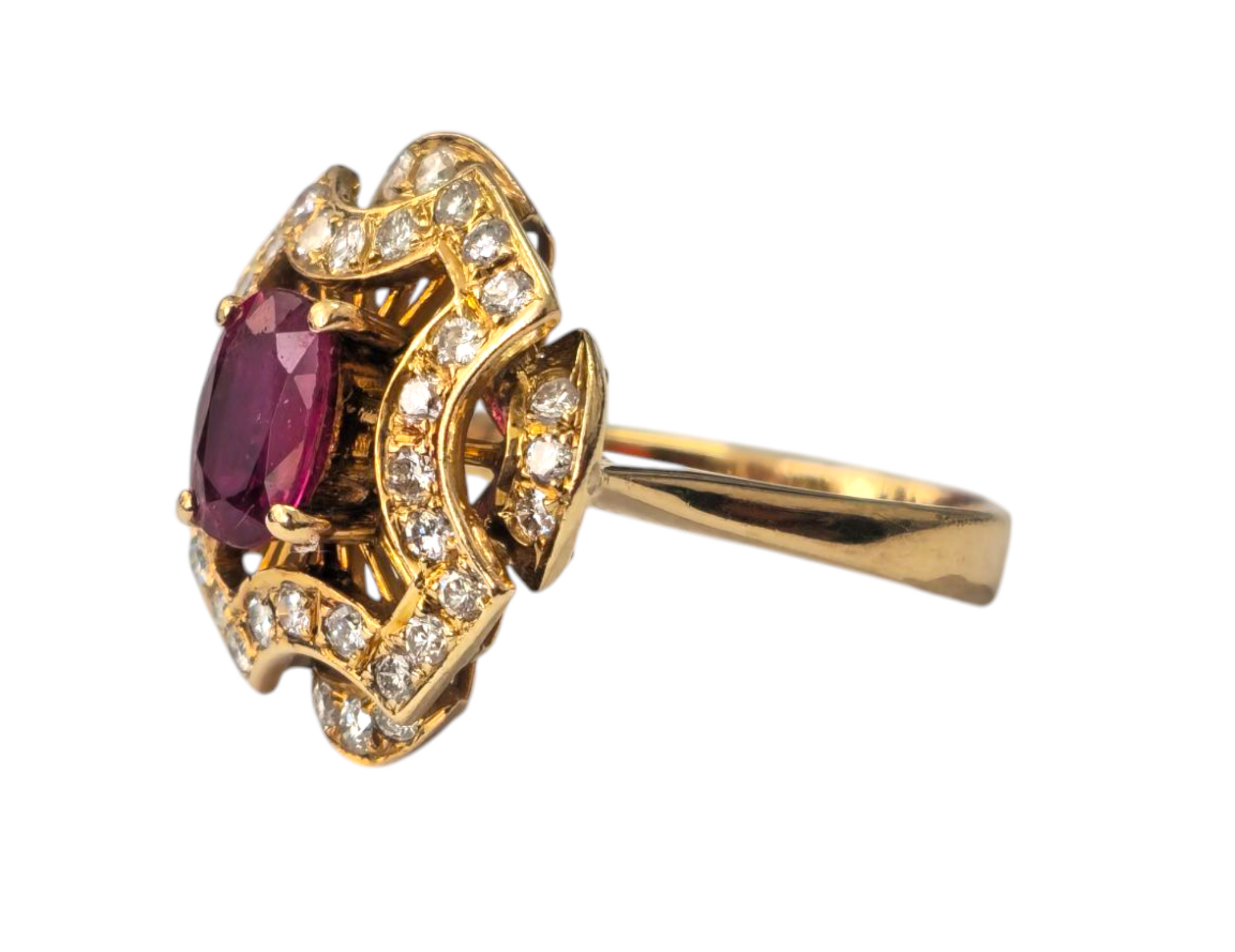 Victorian Era Ruby and Diamond Ring in 18k Gold