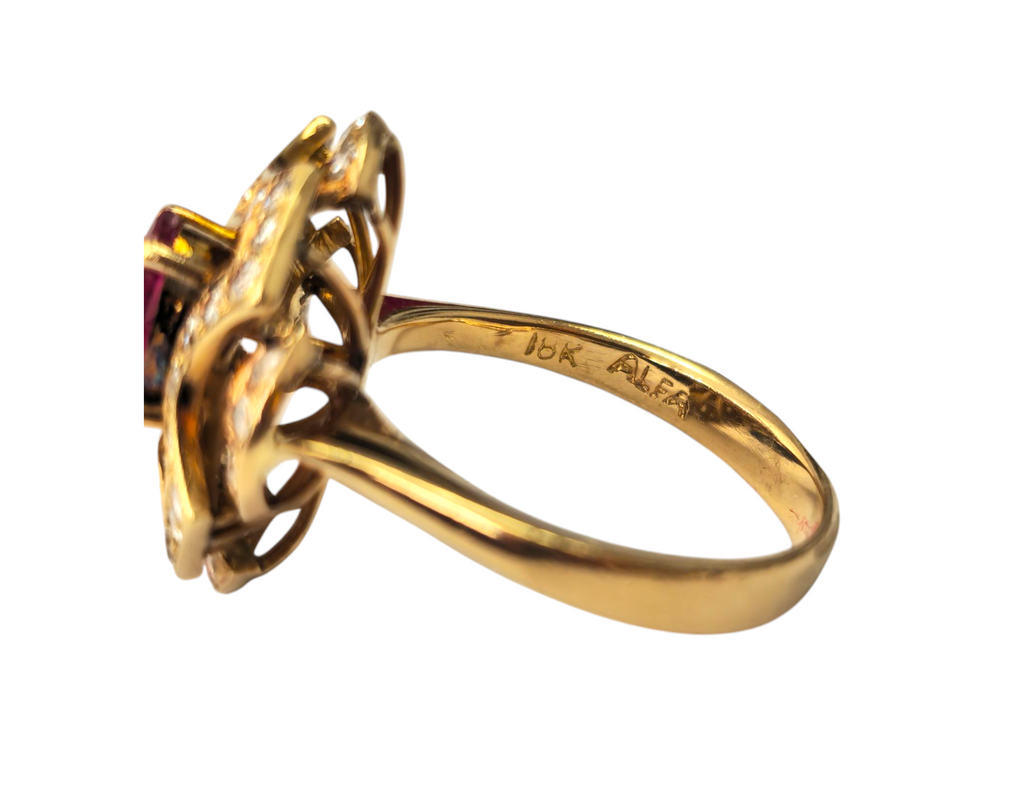 Victorian Era Ruby and Diamond Ring in 18k Gold