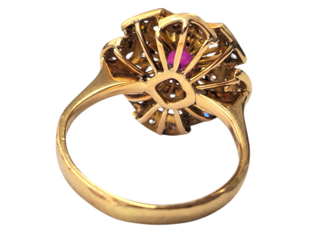 Victorian Era Ruby and Diamond Ring in 18k Gold