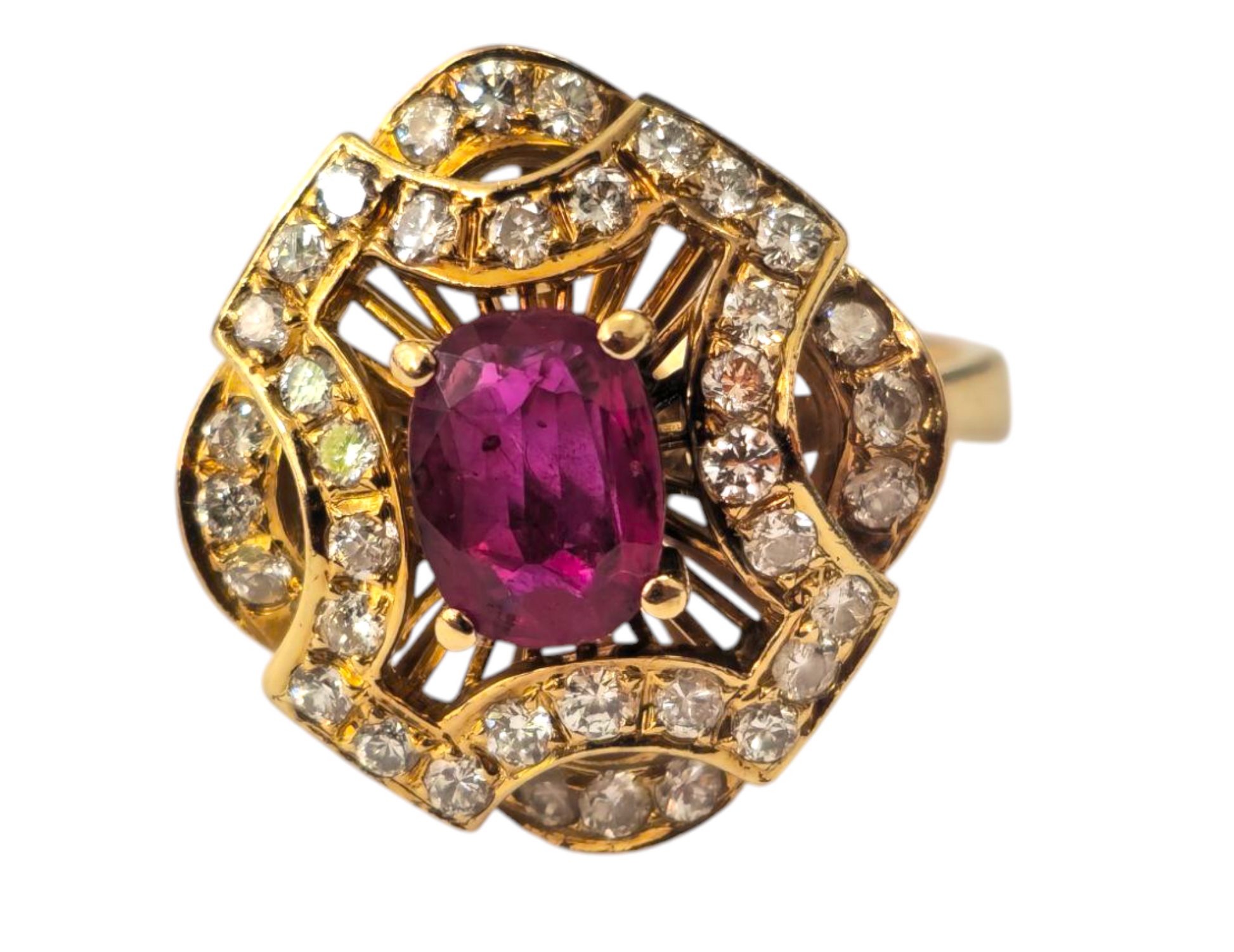 Victorian Era Ruby and Diamond Ring in 18k Gold