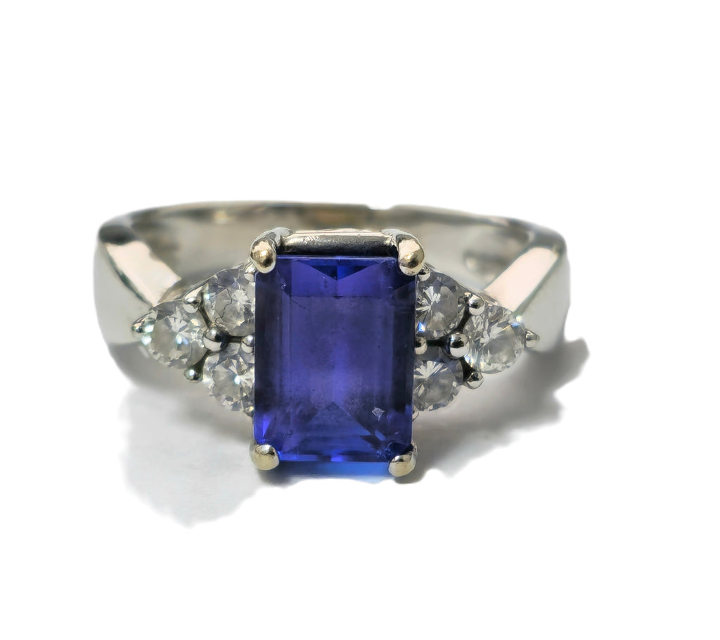2.20 Carat Tanzanite & Diamond Engagement Ring - Pristine Diamonds