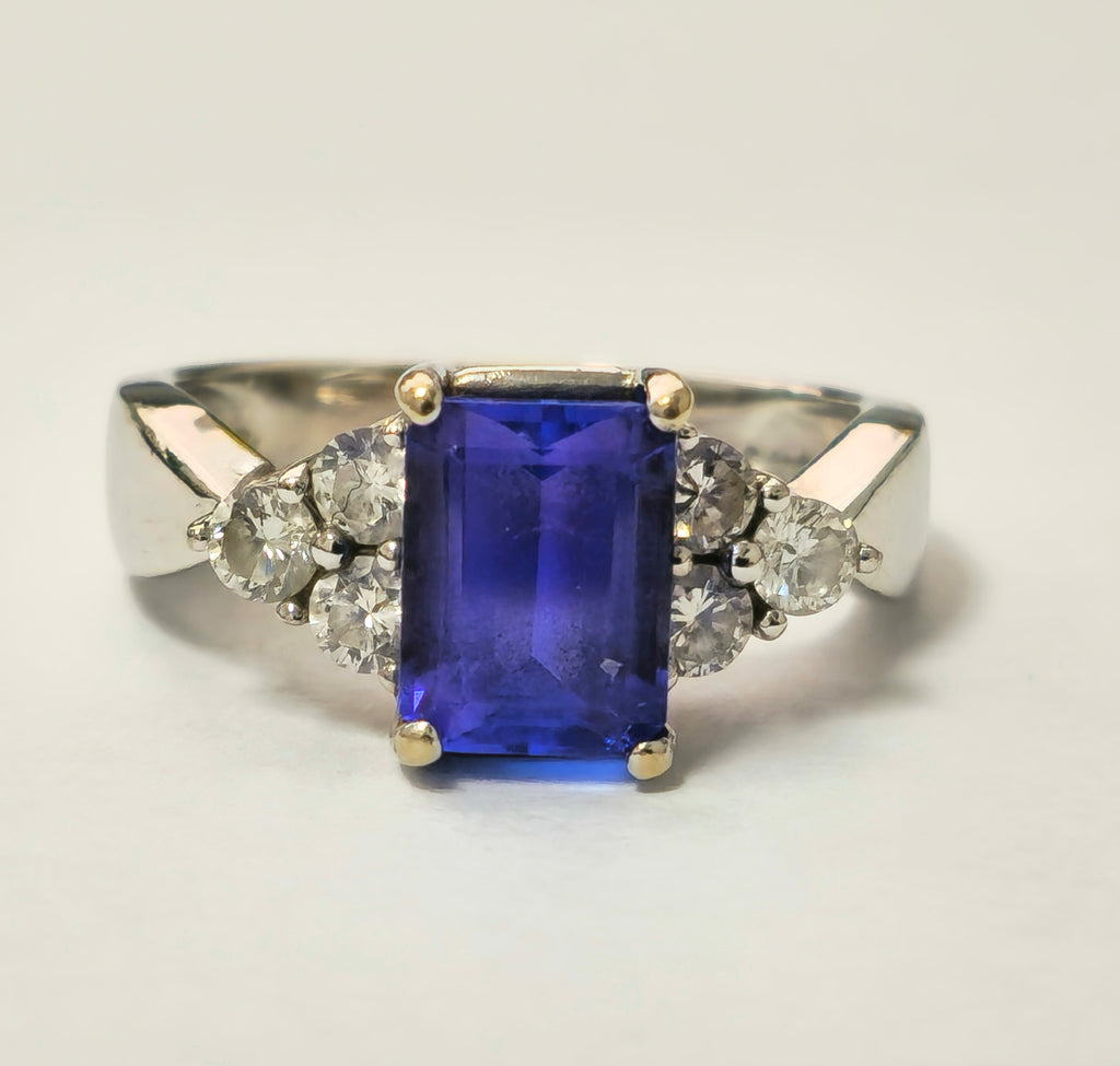2.20 Carat Tanzanite & Diamond Engagement Ring - Pristine Diamonds