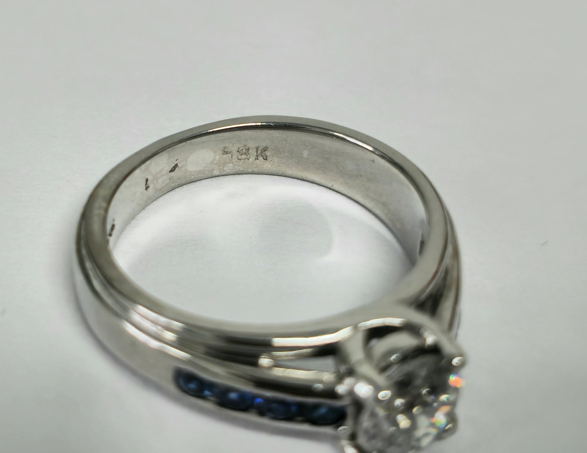 18K, 1.70 Carat Diamond and Blue Sapphire Ring - Pristine Diamonds