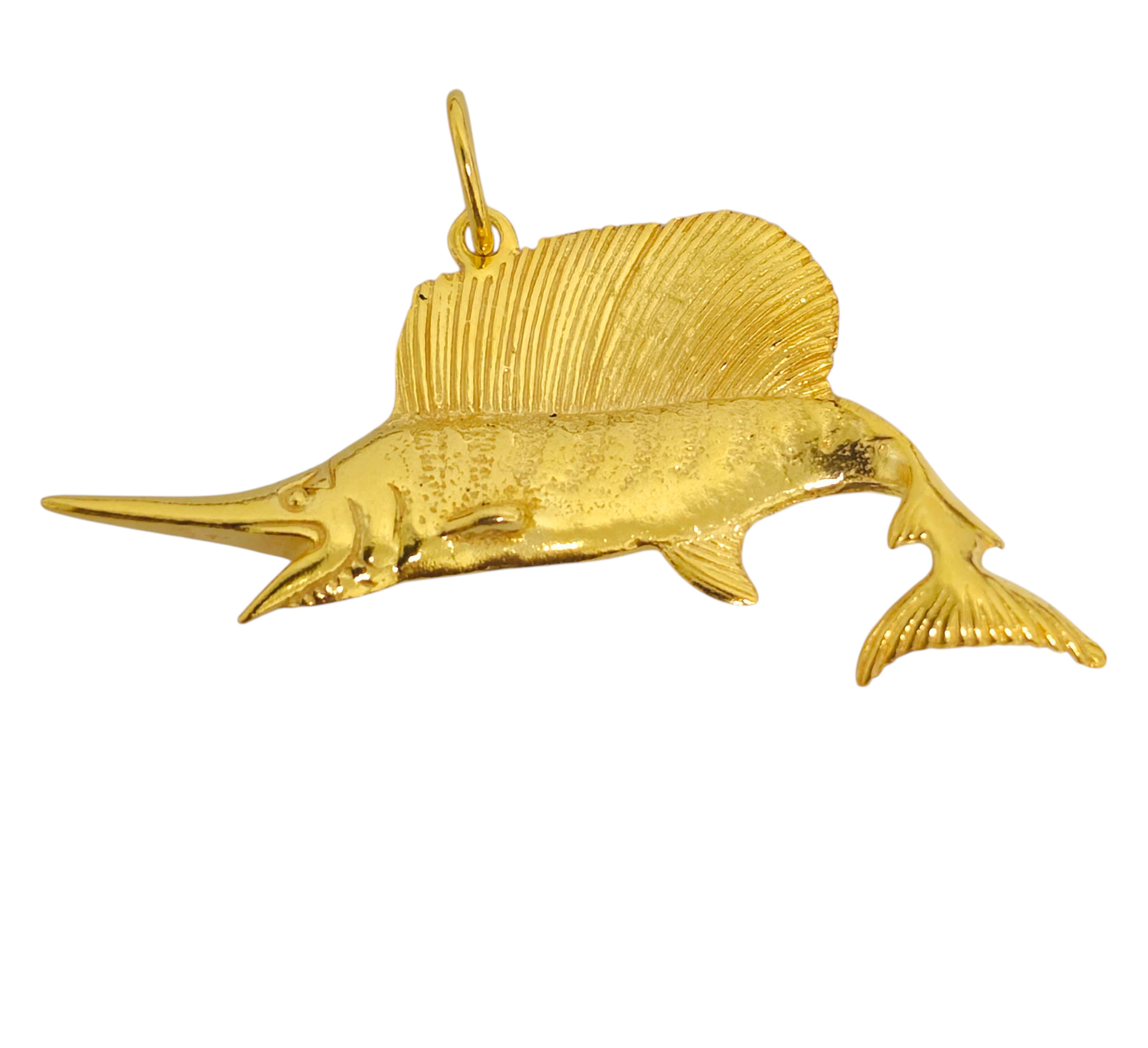 14k Gold Sword Fish Motif Pendant