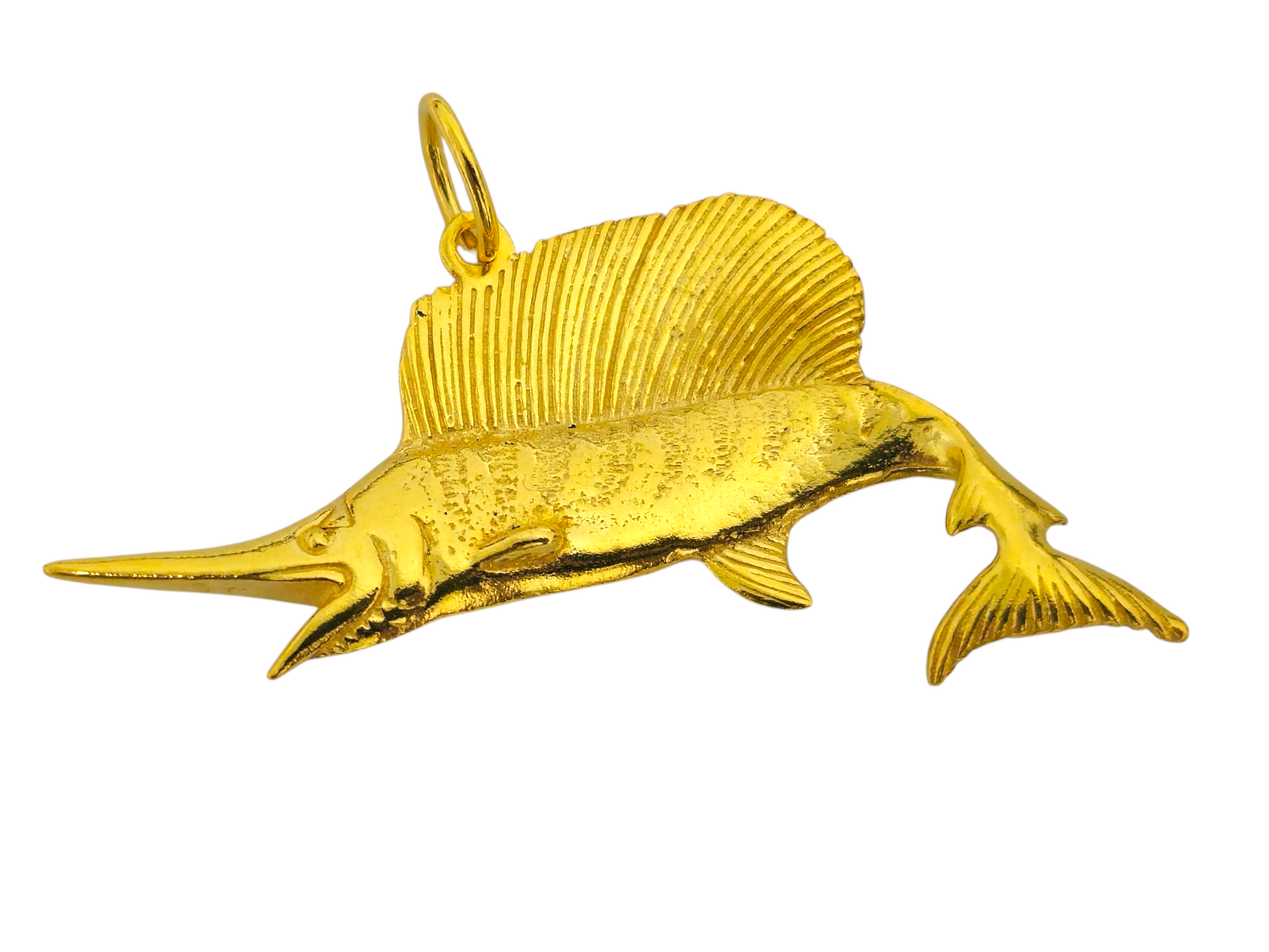 14k Gold Sword Fish Motif Pendant
