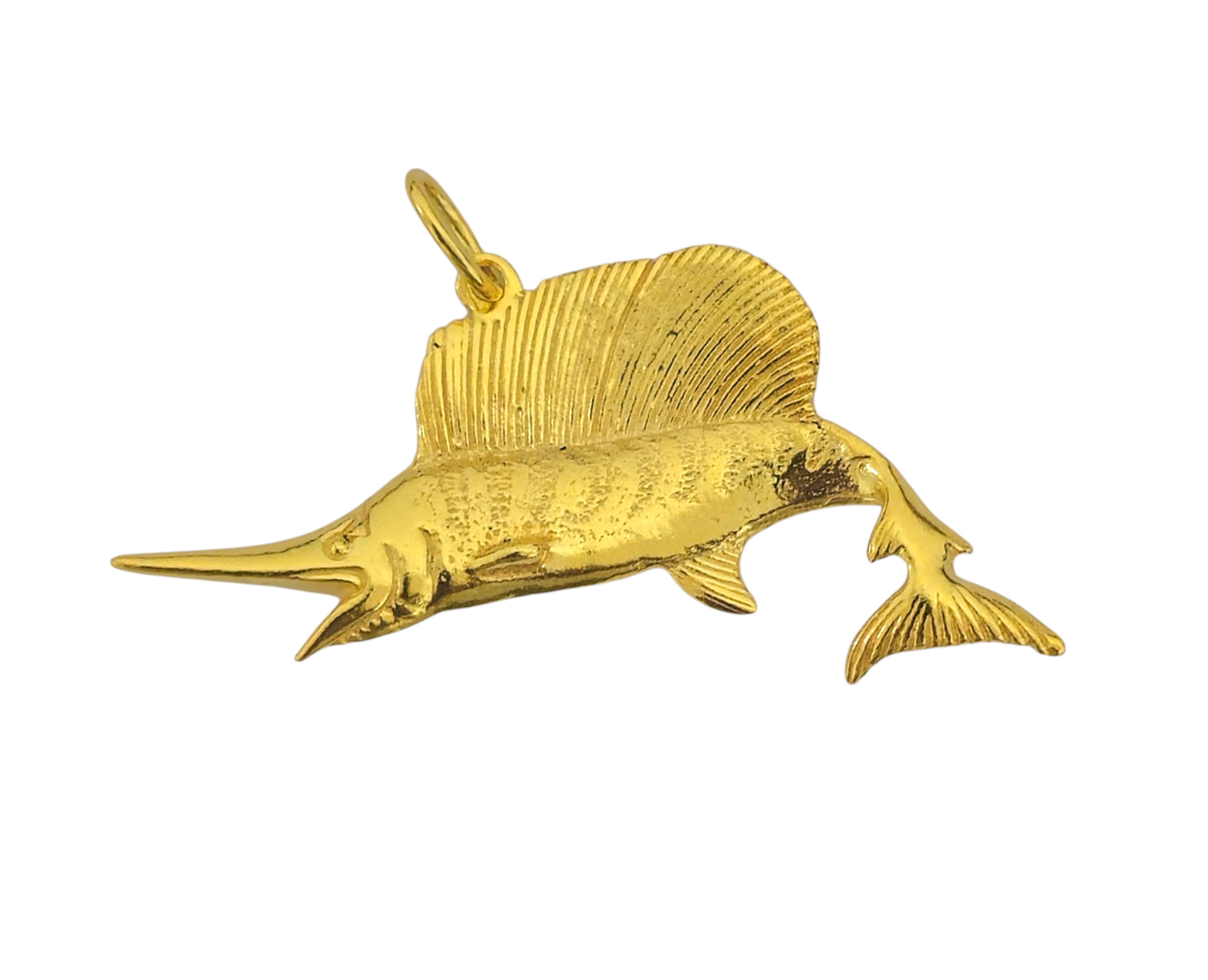 14k Gold Sword Fish Motif Pendant