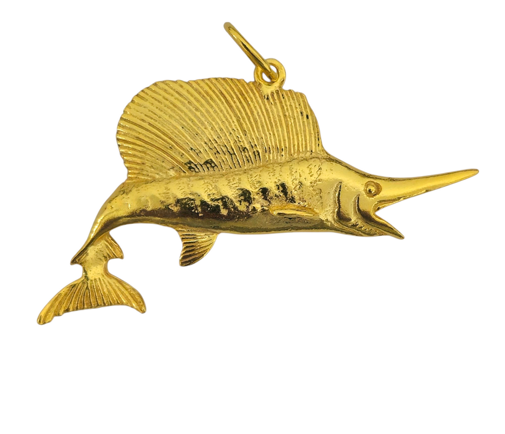 14k Gold Sword Fish Motif Pendant