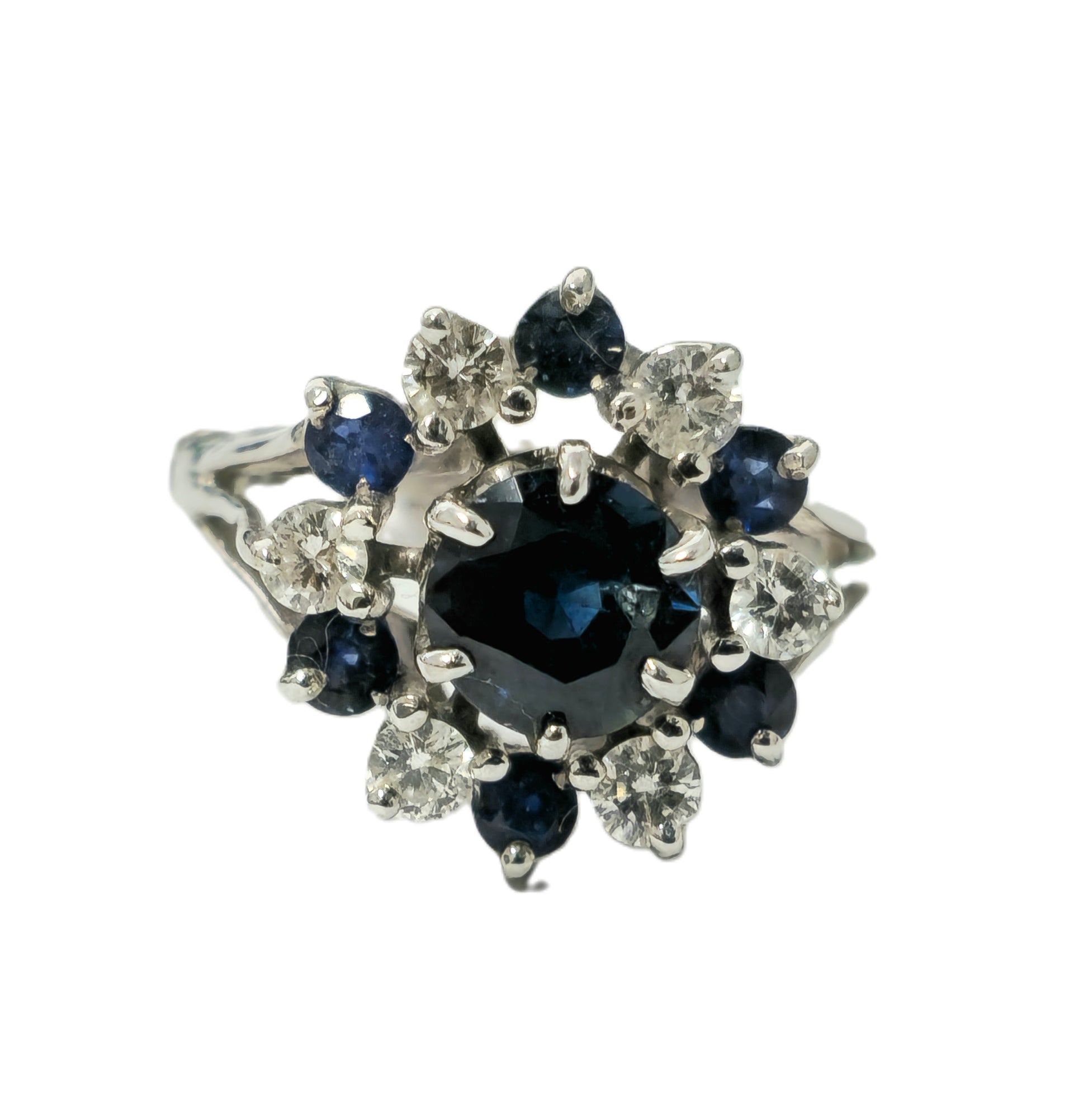 Art Deco 4.10 Carat Blue Sapphire Diamond Ring - Pristine Diamonds