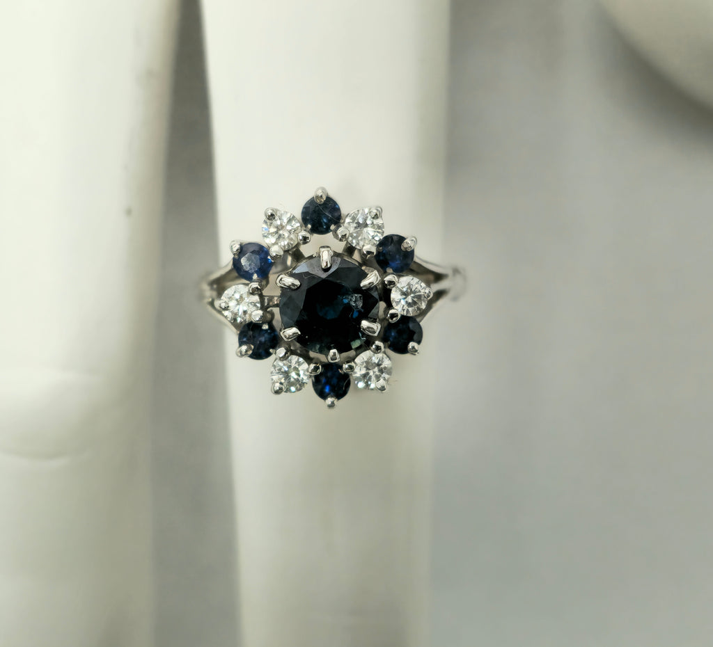 Art Deco 4.10 Carat Blue Sapphire Diamond Ring - Pristine Diamonds