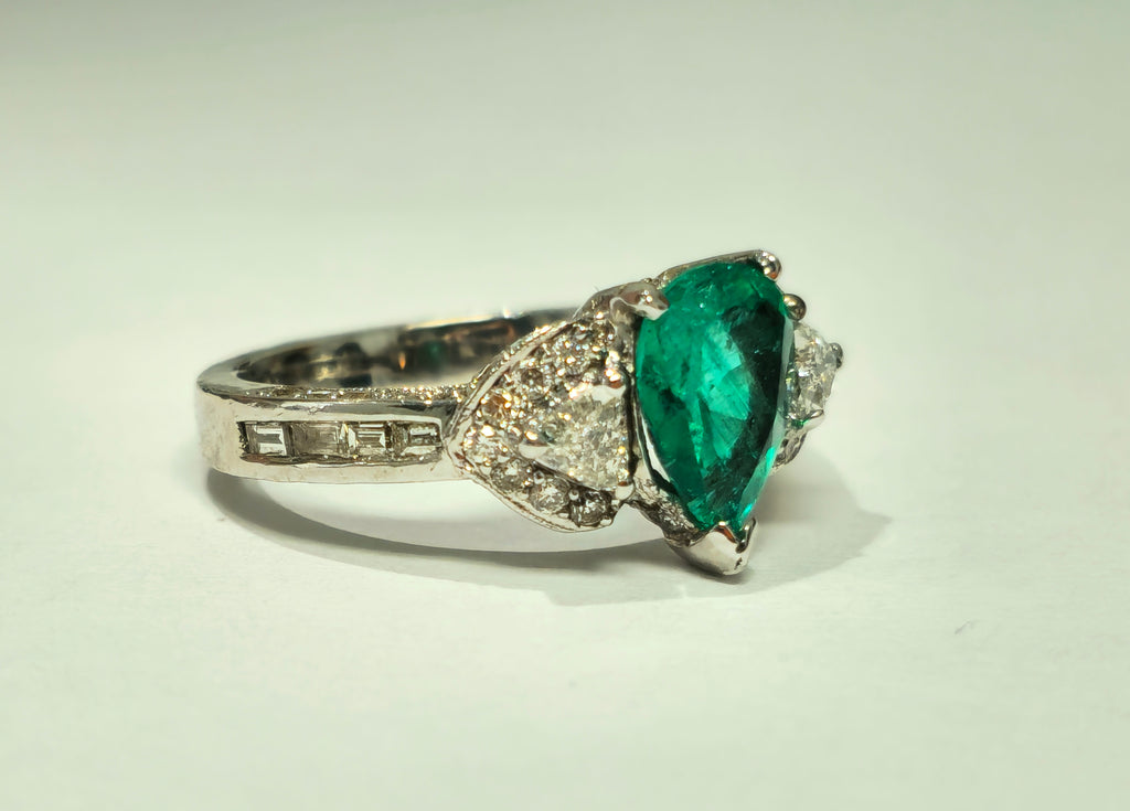 2.50 Colombian Emerald Diamond Cocktail Ring 18k Gold - Pristine Diamonds