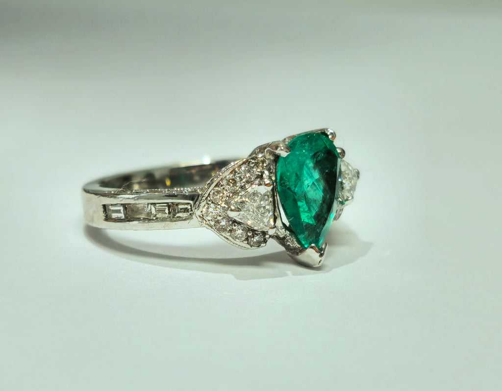 2.50 Colombian Emerald Diamond Cocktail Ring 18k Gold - Pristine Diamonds