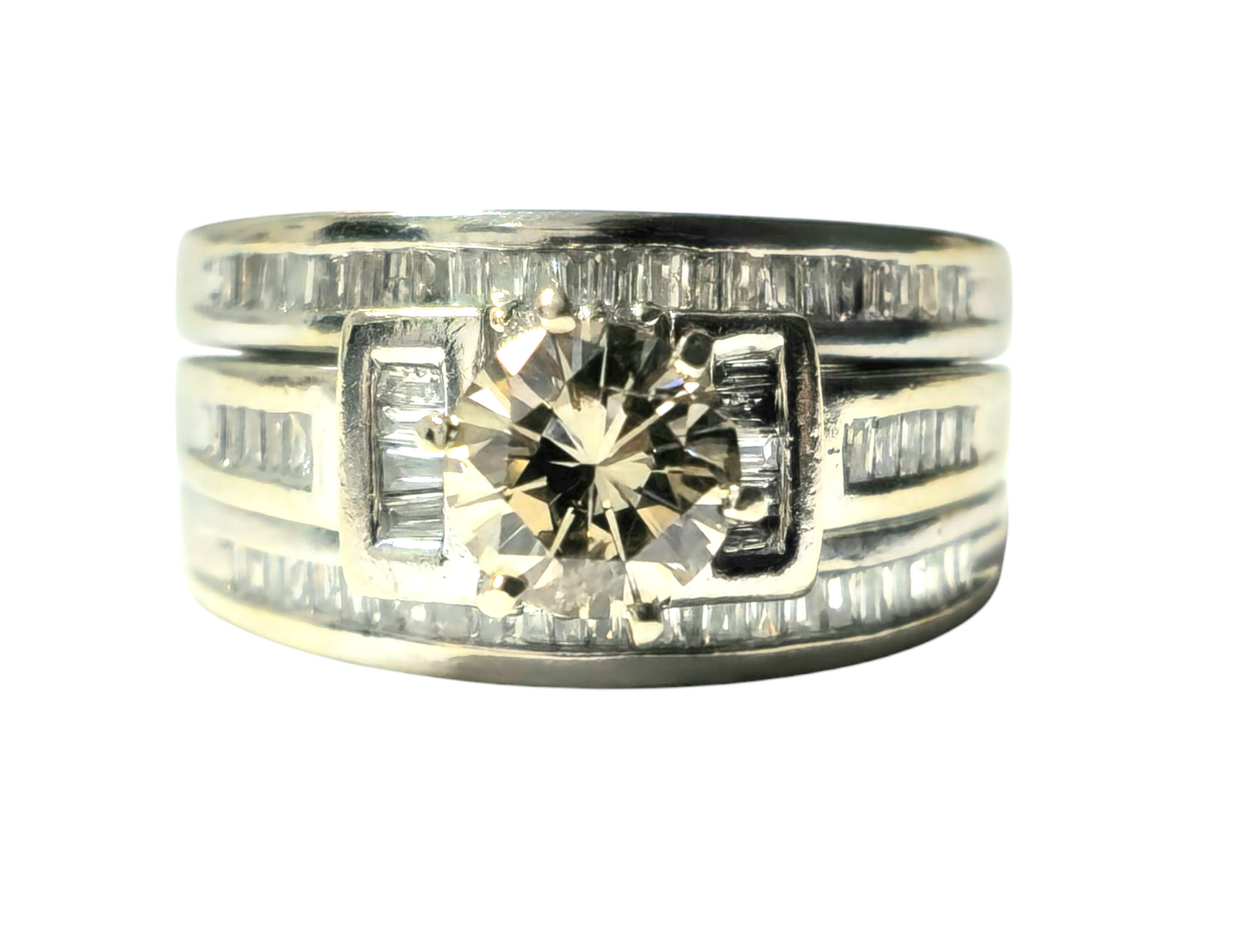 Vintage Diamond Engagement Ring in 14k White Gold