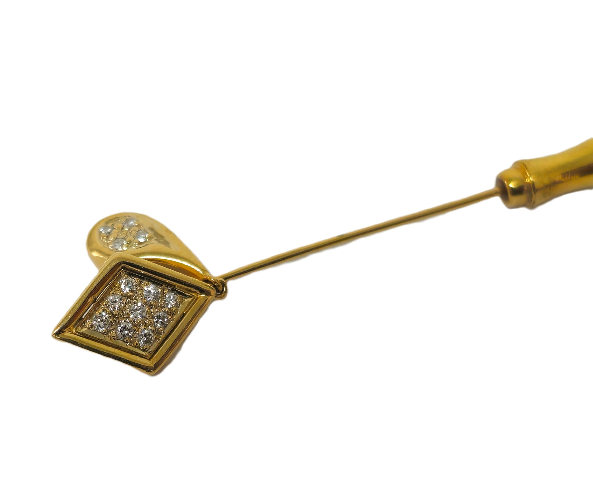 Womens, Vintage 14K Yellow Gold & Diamond Pin, - Pristine Diamonds