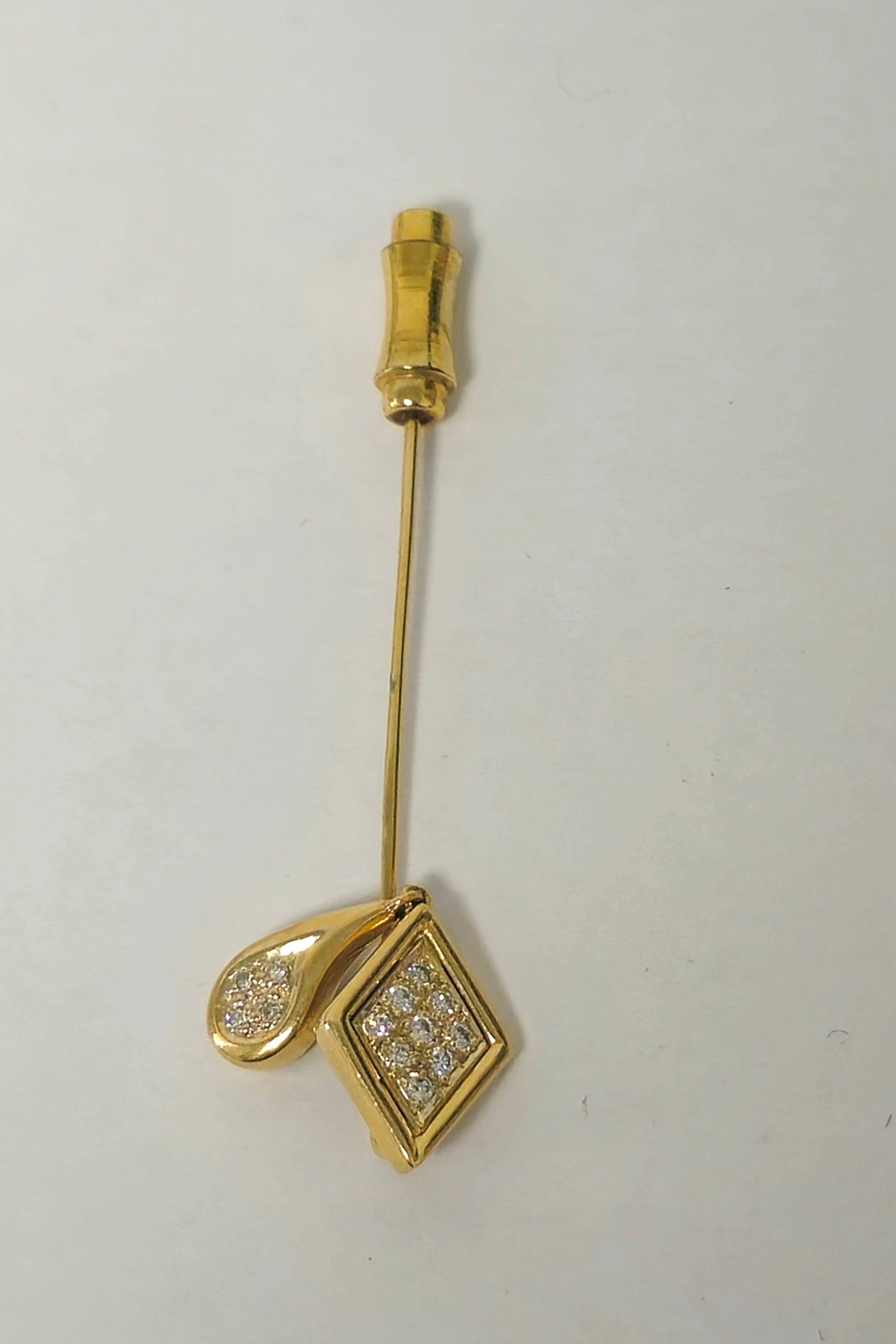 Womens, Vintage 14K Yellow Gold & Diamond Pin, - Pristine Diamonds