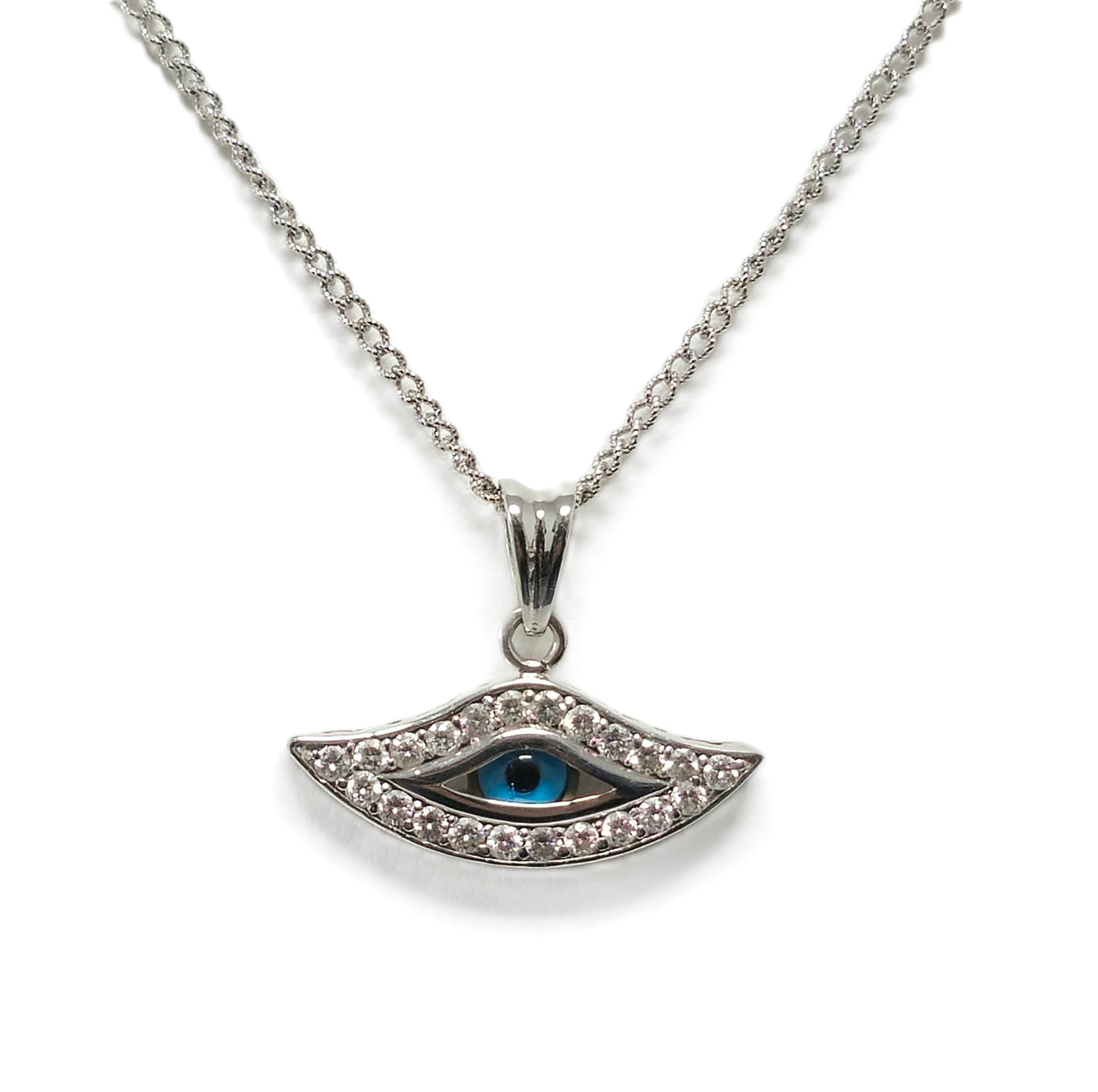Classic Evil Eye & Diamond Necklace in 18K Gold. - Pristine Diamonds