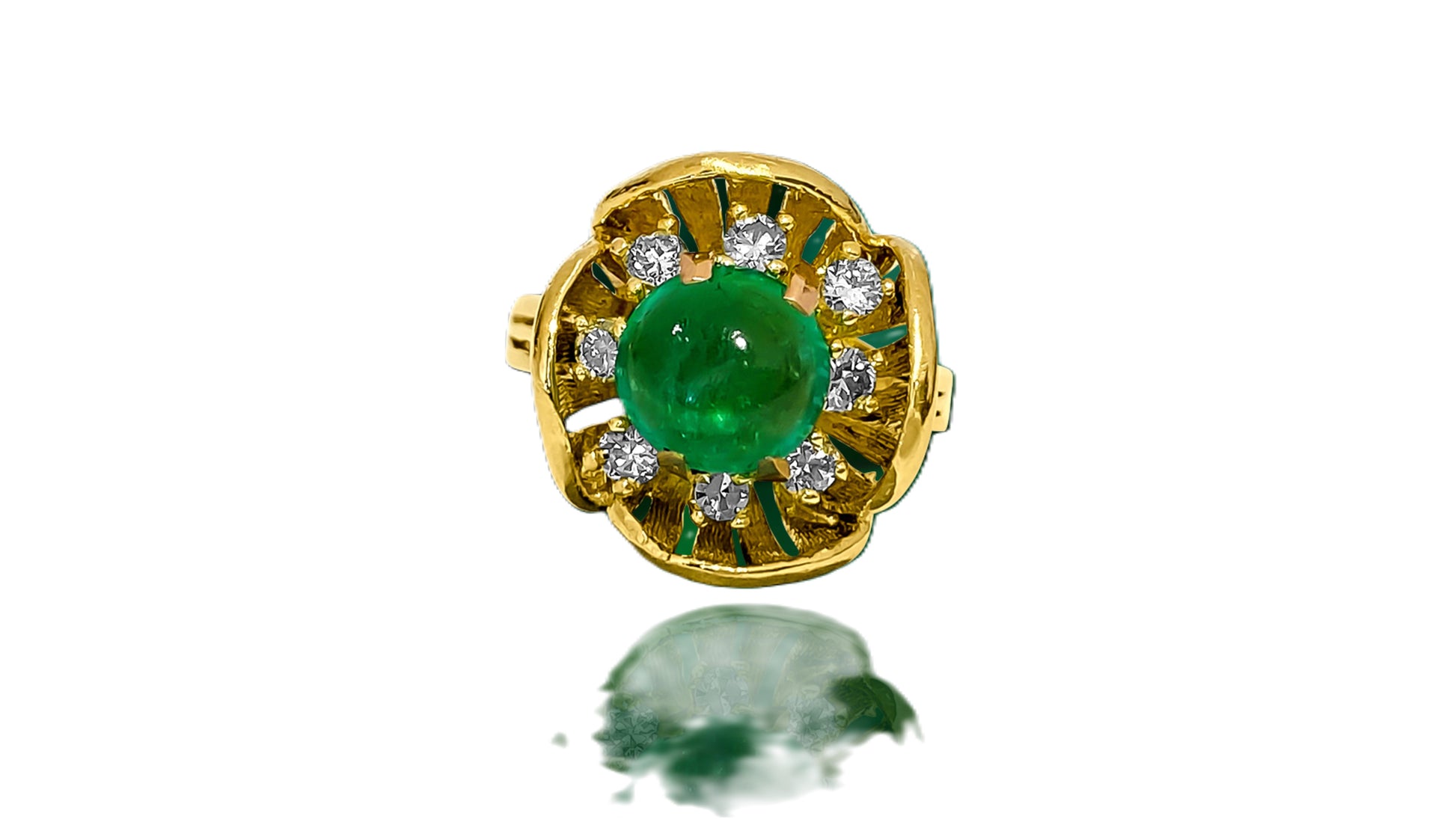 Vintage 18K Gold 2.90 Carat Diamond Emerald Ring - Pristine Diamonds