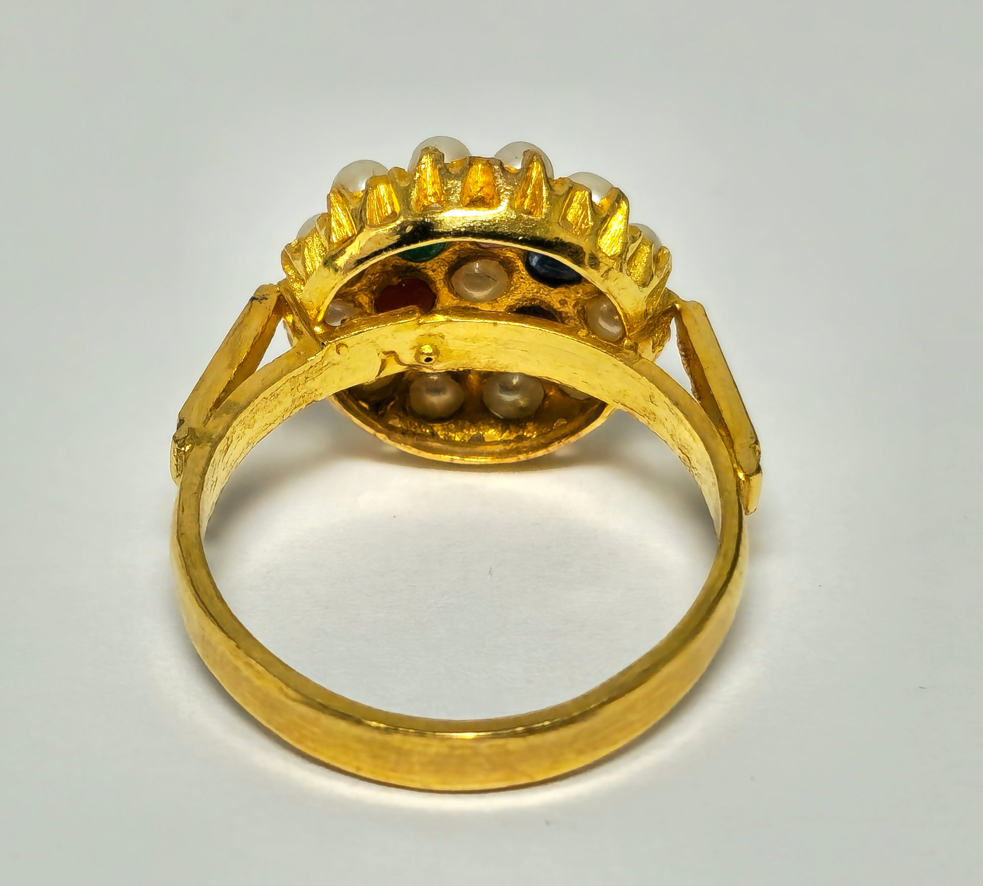 Royal Empire Style 22k yellow gold ring with multi-gemstone accents, crafted by Prince The Jeweler, featuring intricate design details.