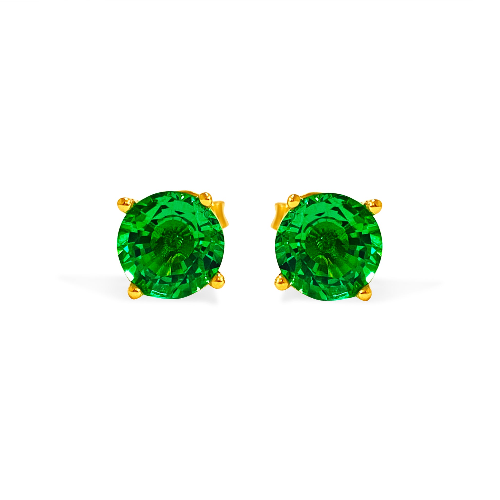 4ct Emerald Studs in 14k Yellow Gold Unisex - Pristine Diamonds