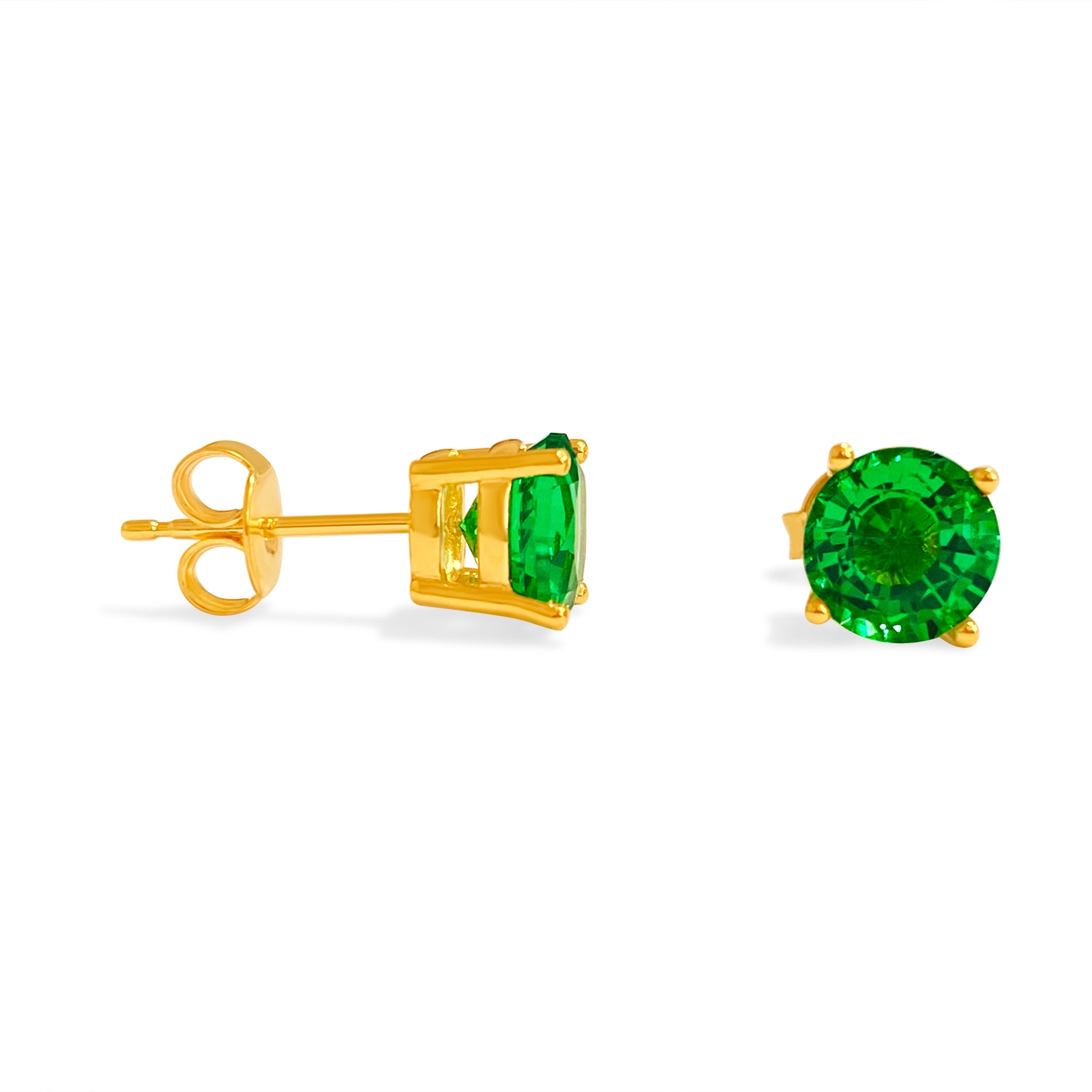 4ct Emerald Studs in 14k Yellow Gold Unisex - Pristine Diamonds