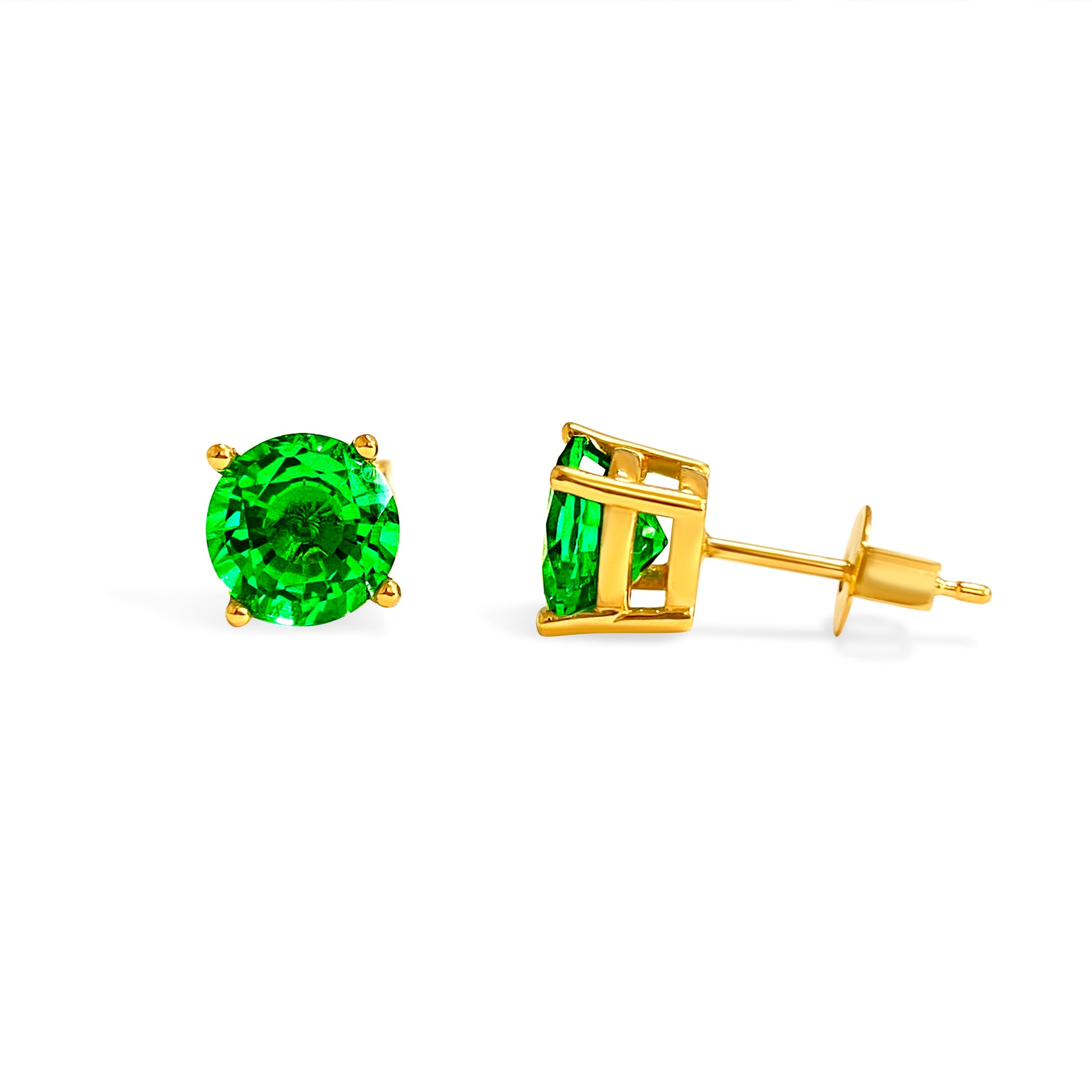 4ct Emerald Studs in 14k Yellow Gold Unisex - Pristine Diamonds