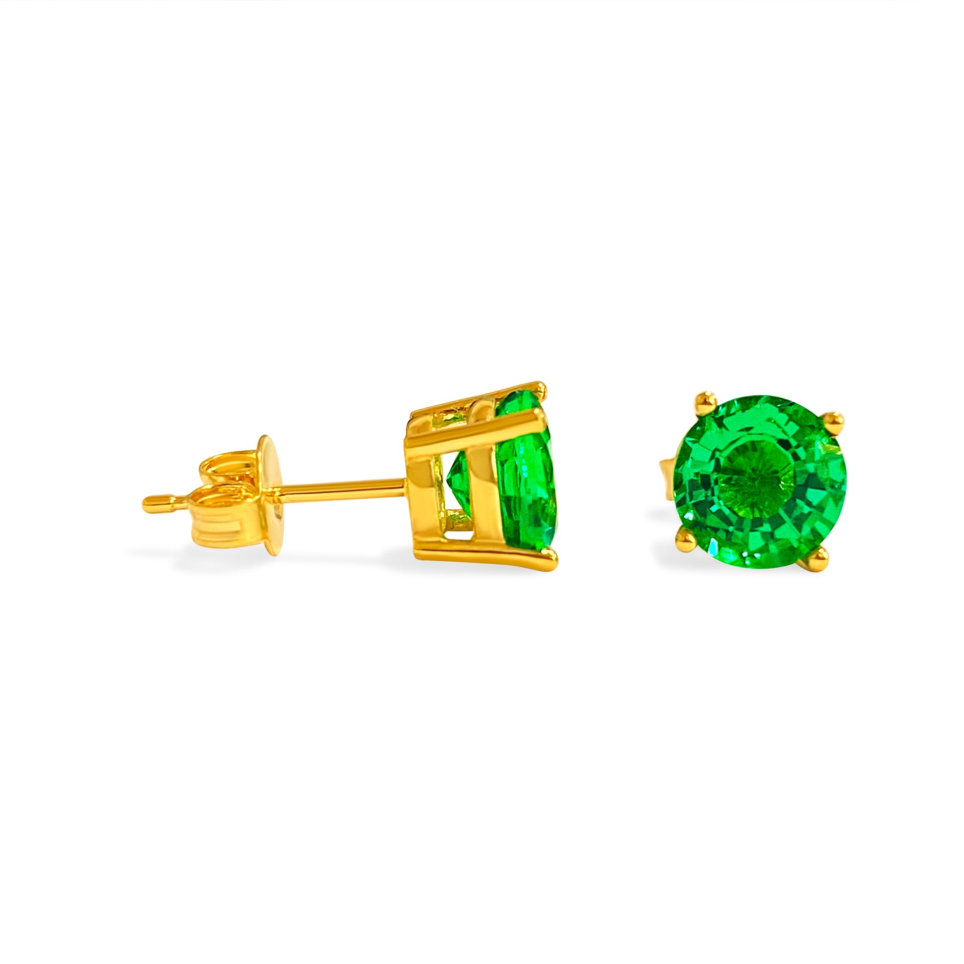 4ct Emerald Studs in 14k Yellow Gold Unisex - Pristine Diamonds
