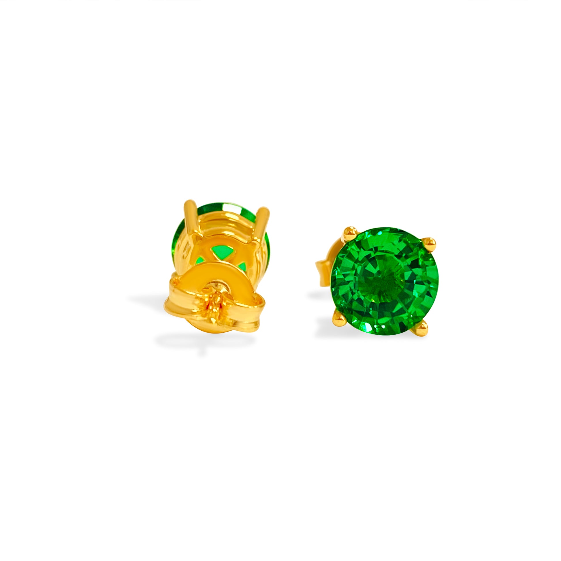 4ct Emerald Studs in 14k Yellow Gold Unisex - Pristine Diamonds