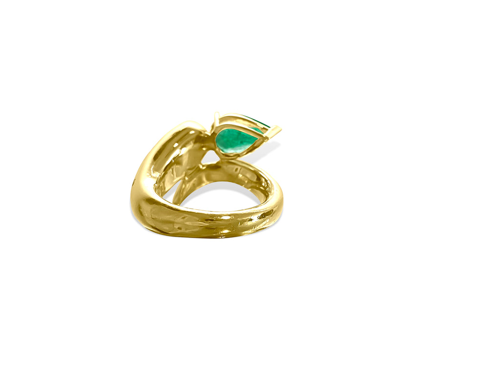 Faraone Mennella Snake Design Emerald Diamond Ring 18K - Pristine Diamonds
