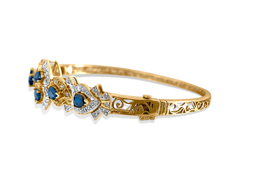 Vintage 2.00 Carat Blue Sapphire Diamond Bracelet