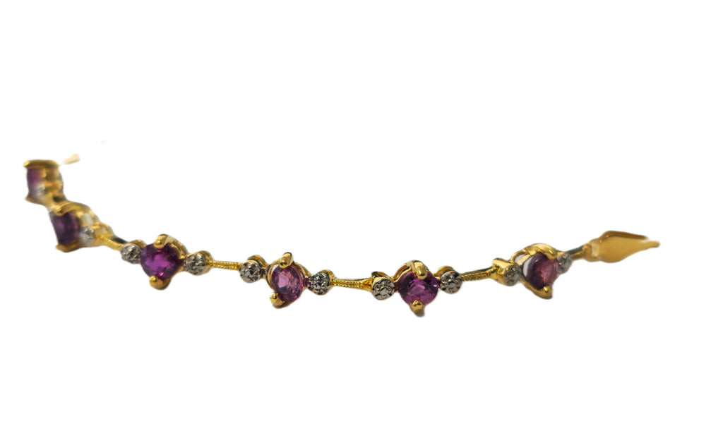 Natural 2.30 Carat Rubelite & Diamond cut Bracelet For Her - Pristine Diamonds