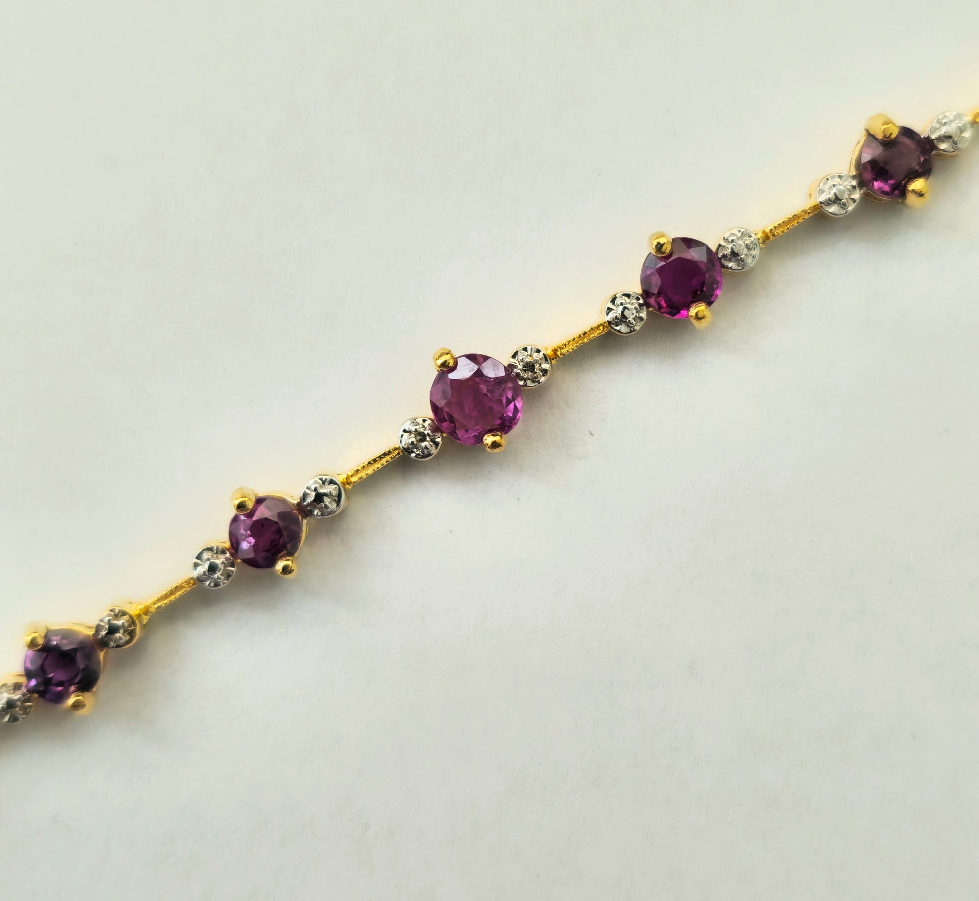 Natural 2.30 Carat Rubelite & Diamond cut Bracelet For Her - Pristine Diamonds
