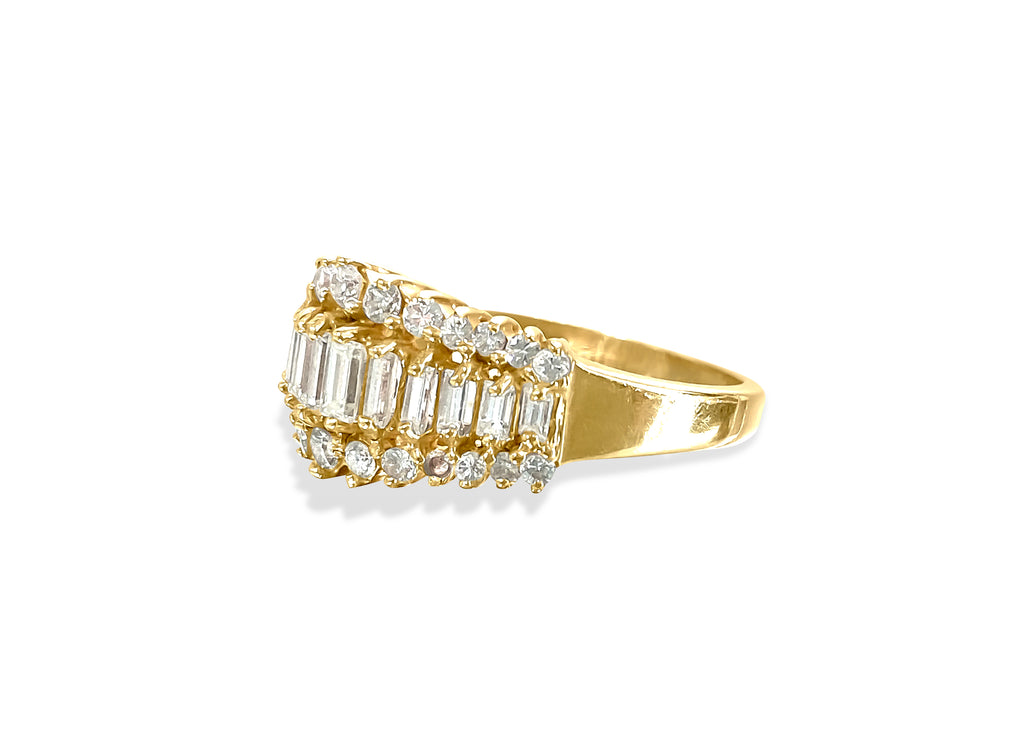 18K yellow gold engagement ring with 1.00 carat diamond centerpiece, crafted by Prince The Jeweler.