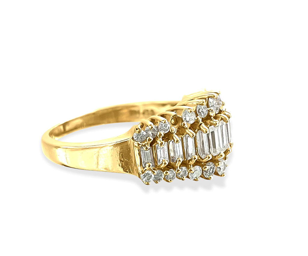 18K yellow gold engagement ring with a 1.00 carat diamond center stone, featuring elegant design by Prince The Jeweler.