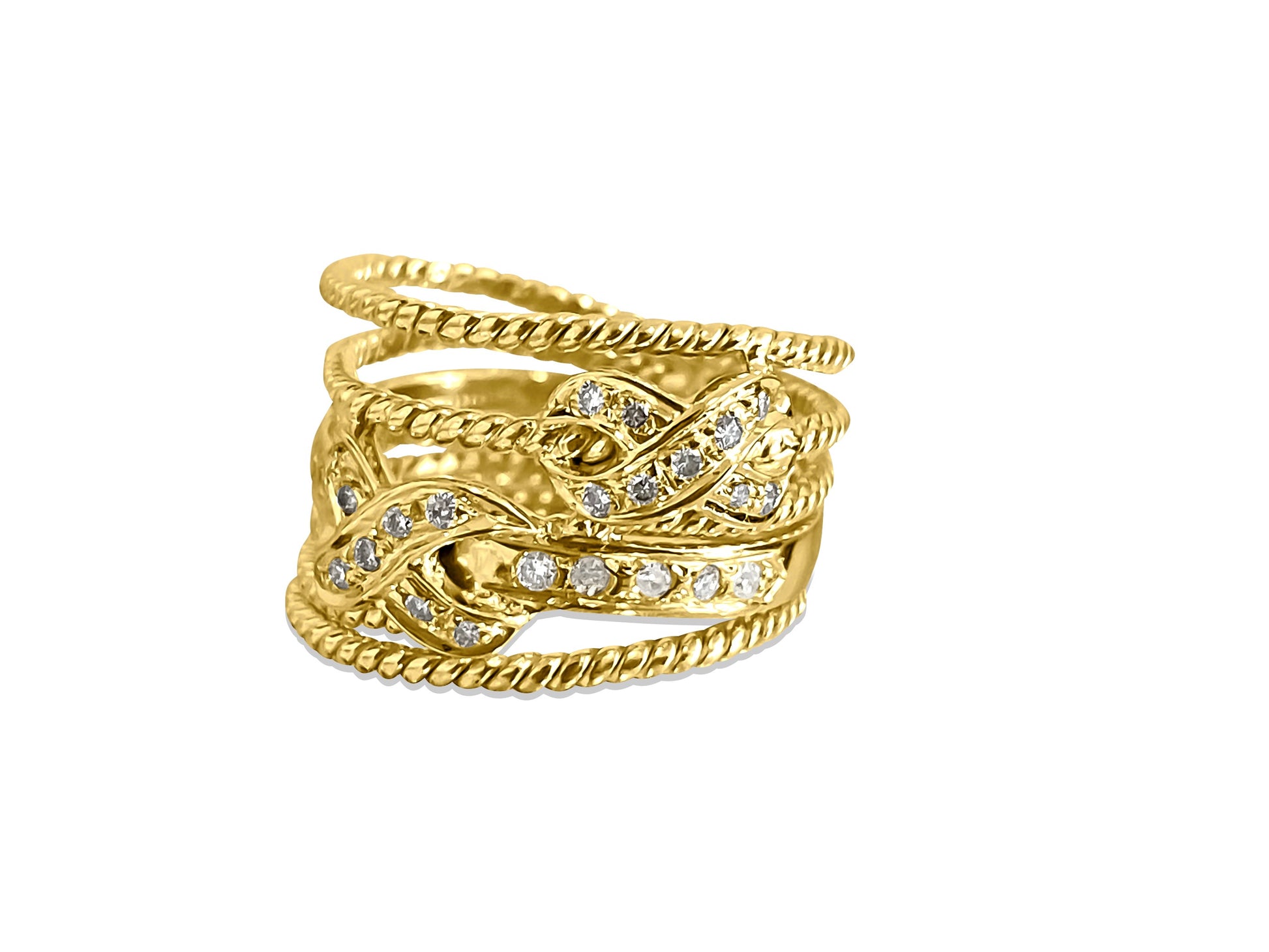 0.50 Carat Diamond Yellow Gold Modern Engagement Band - Pristine Diamonds