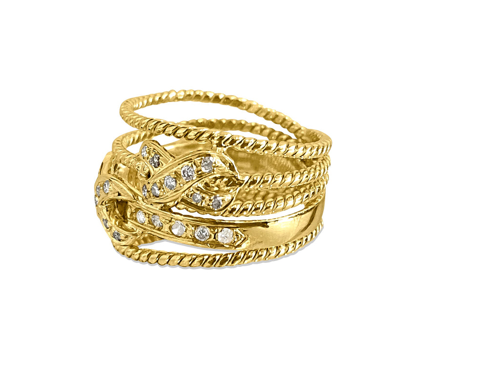 0.50 Carat Diamond Yellow Gold Modern Engagement Band - Pristine Diamonds