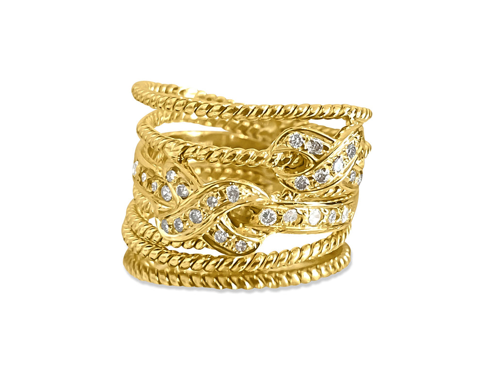 0.50 Carat Diamond Yellow Gold Modern Engagement Band - Pristine Diamonds
