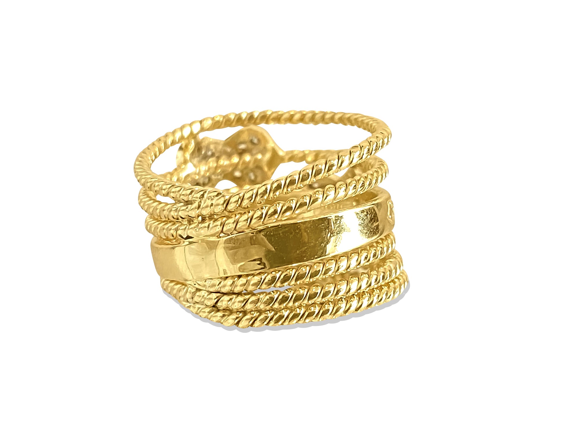 0.50 Carat Diamond Yellow Gold Modern Engagement Band - Pristine Diamonds