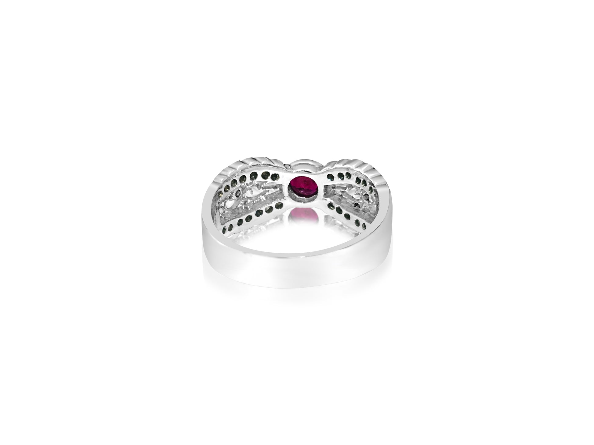 Diamond Platinum and No Heat Ruby Ring