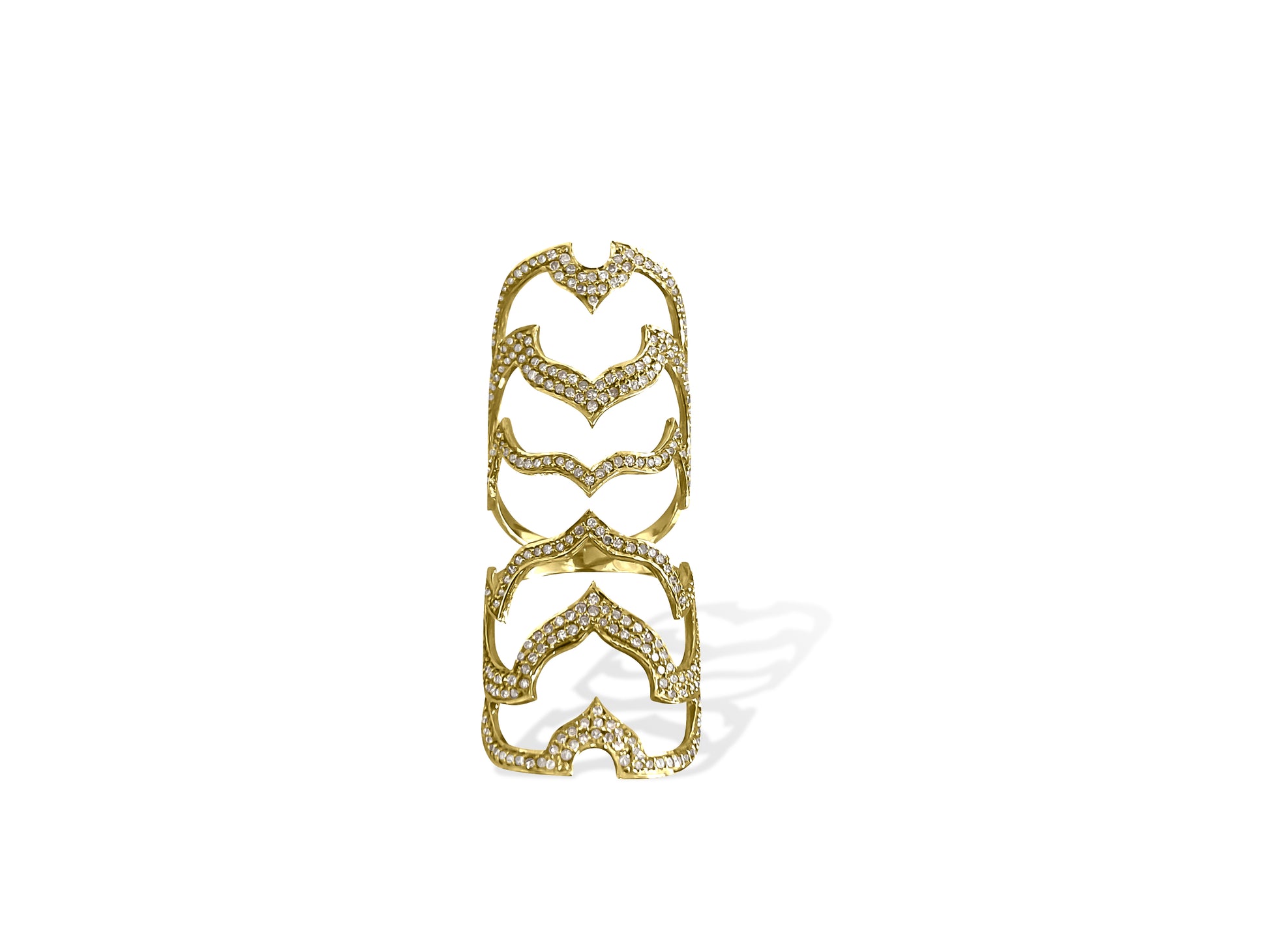 Elegant 1.97 carat diamond gold fancy long finger ring featuring intricate design and sparkling gemstones by Prince The Jeweler.