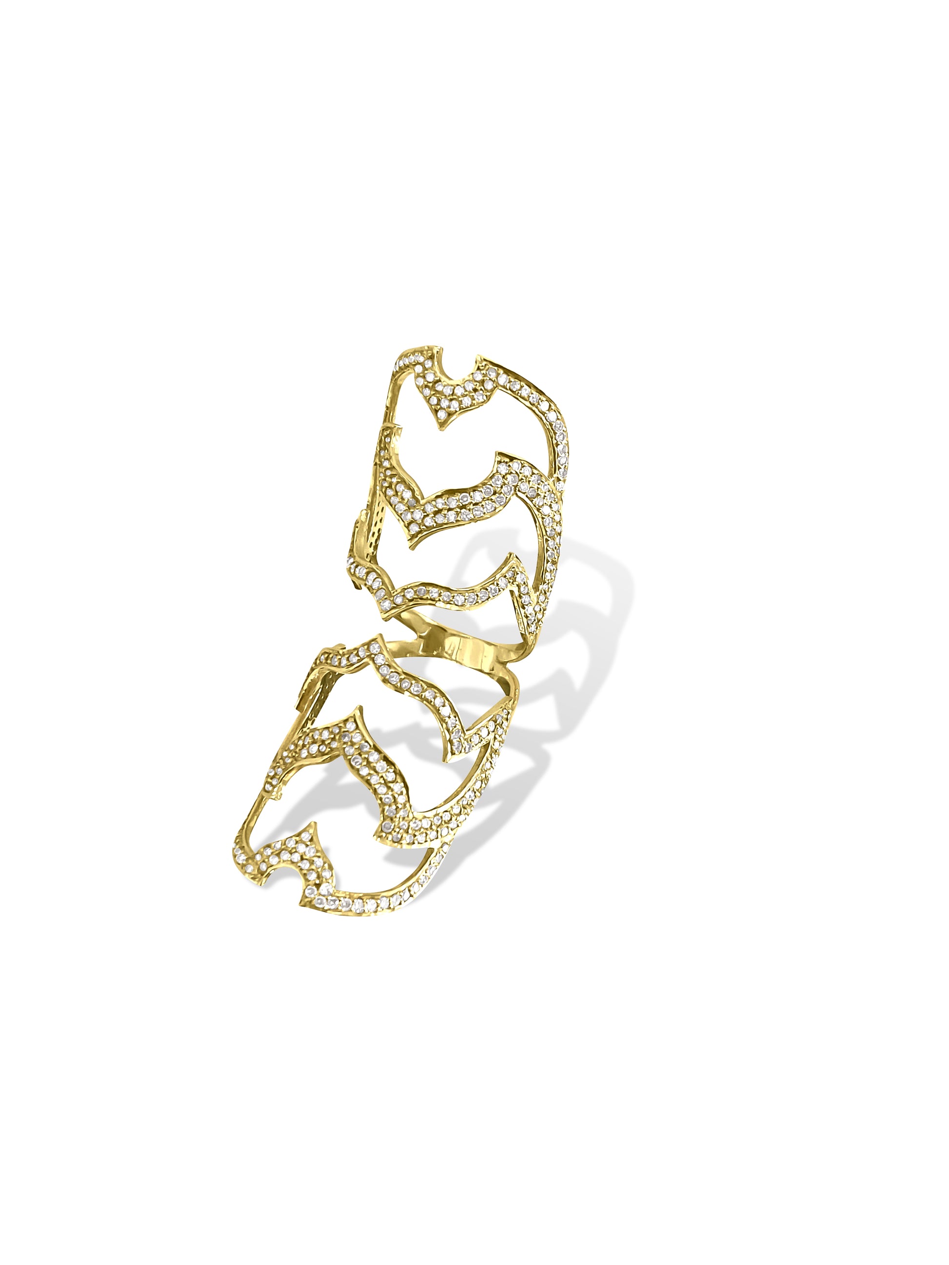 Elegant 1.97 carat diamond gold fancy long finger ring with intricate design, crafted by Prince The Jeweler.