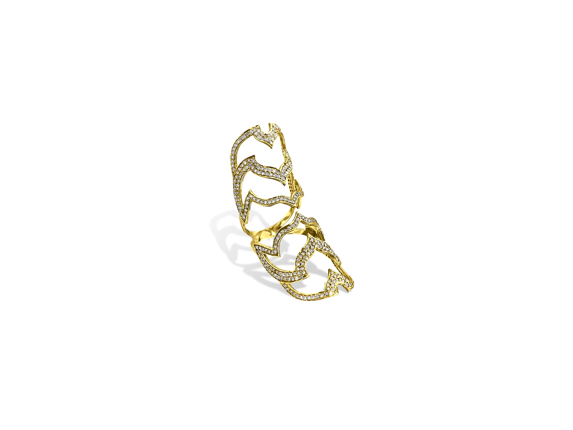Elegant 1.97 carat diamond gold fancy long finger ring featuring intricate design and sparkling gemstones by Prince The Jeweler.
