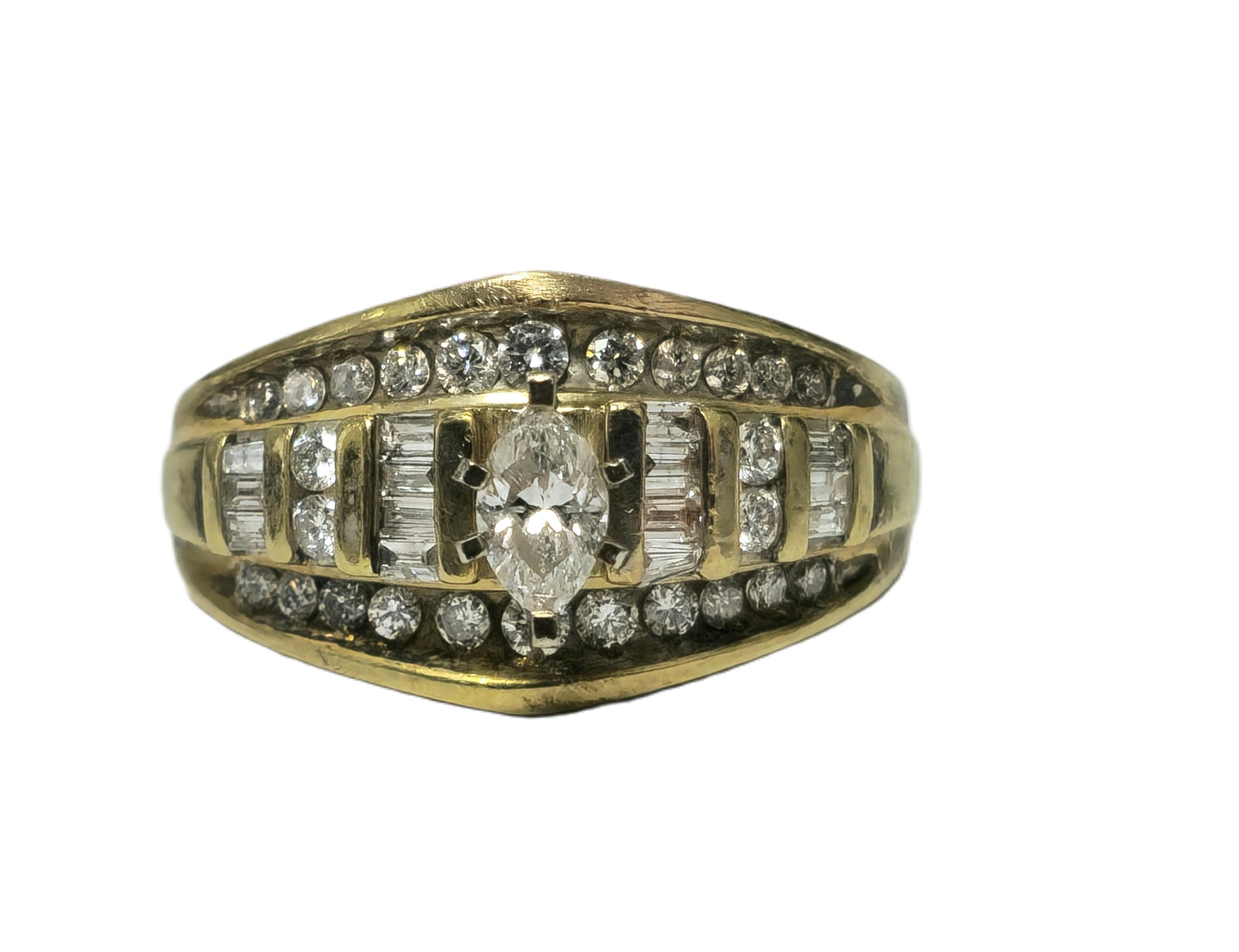 Vintage 2.90 carat diamond engagement ring in 14k gold featuring intricate detailing from Prince The Jeweler.