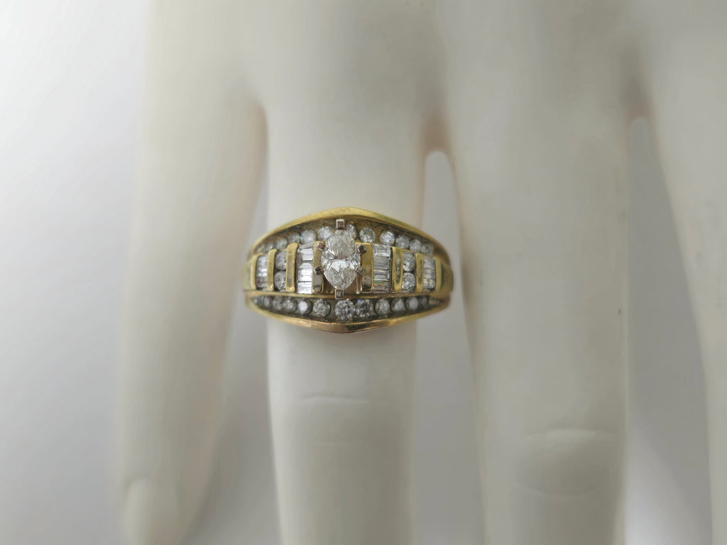 Vintage 2.90 carat diamond engagement ring in 14k gold with intricate detailing, crafted by Prince The Jeweler.