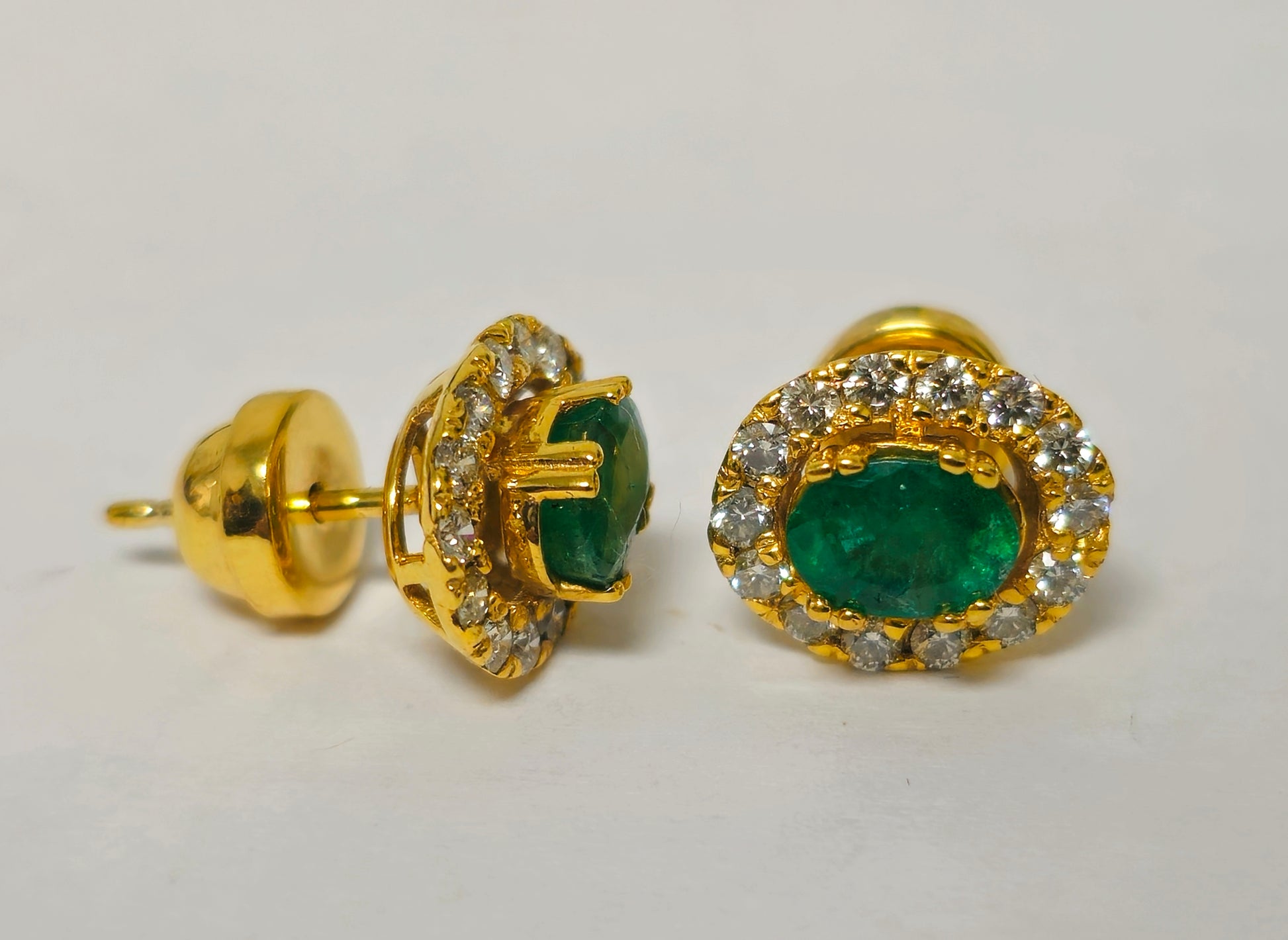 Modern 2.50 Carat Emerald & Diamond Studs For Ladies. - Pristine Diamonds