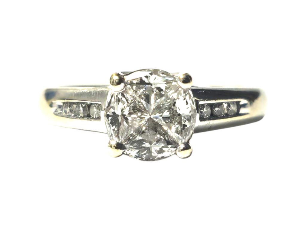 1cwt Diamond Cluster Rin 14k white gold