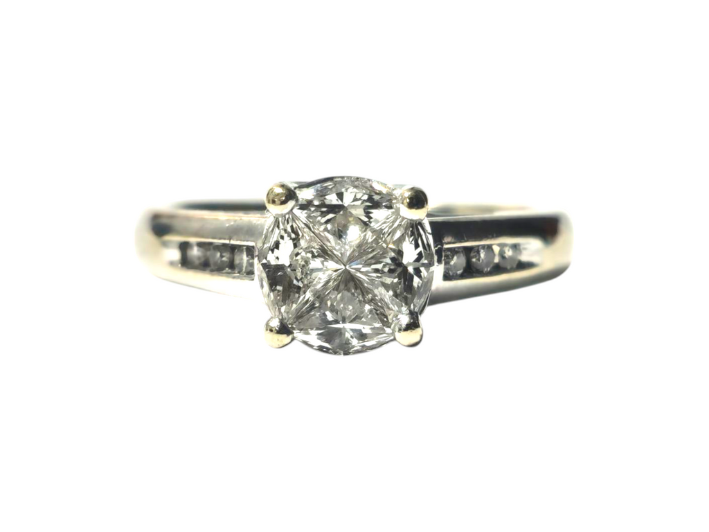 1cwt Diamond Cluster Rin 14k white gold